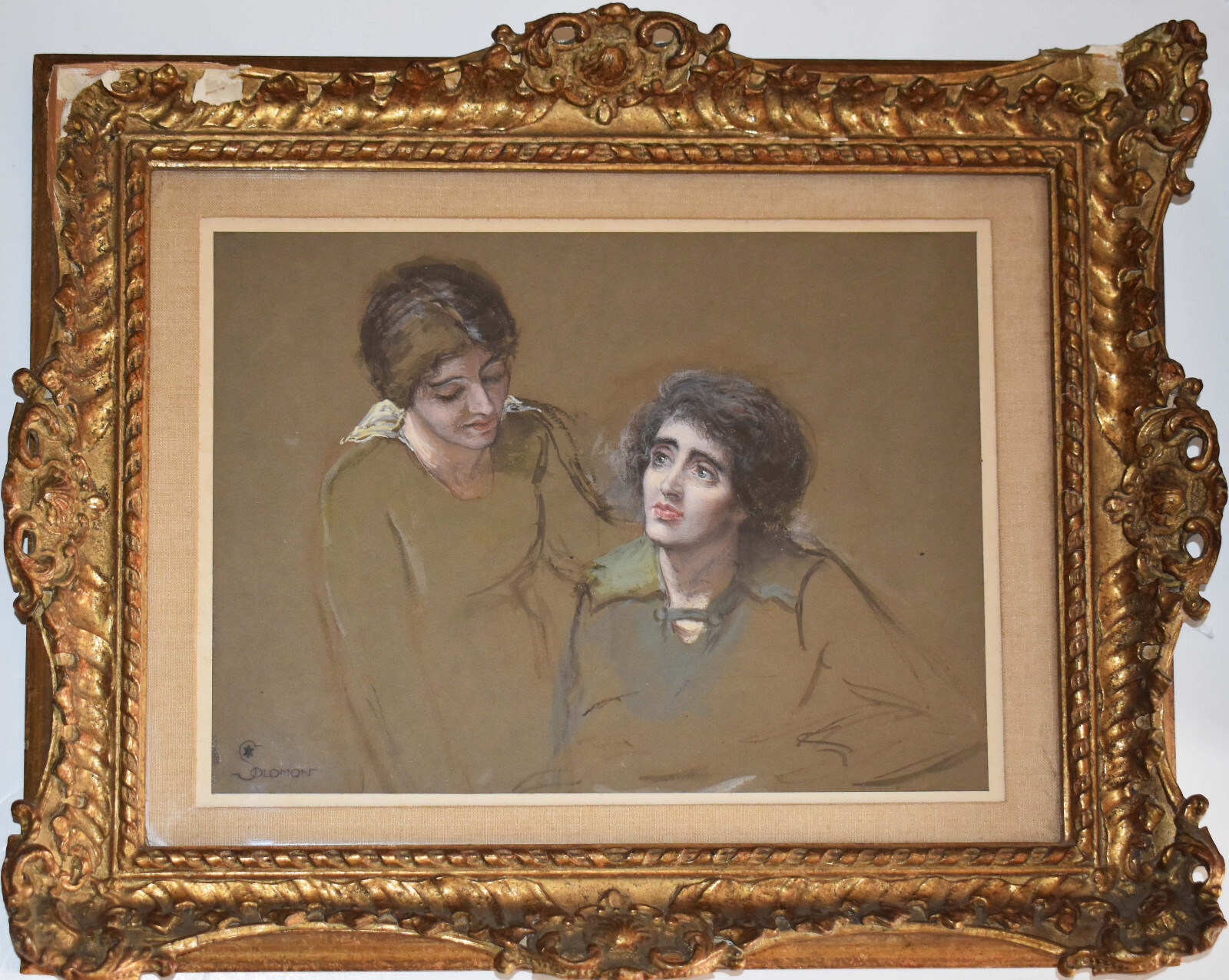 SIMEON SOLOMON-British Realist-Original Signed Watercolor-Figure Study-c. 1890