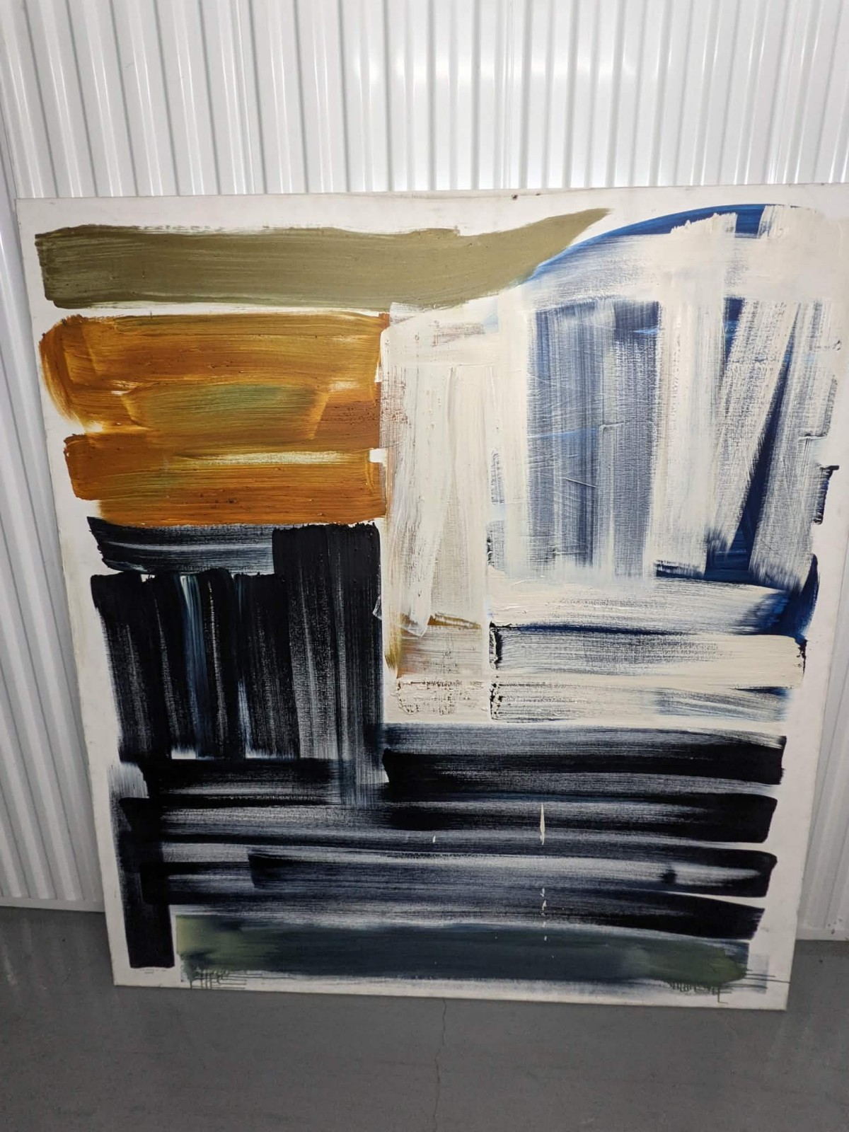 «Gold Point to White» – Original Abstract Oil Painting 72×60 in.