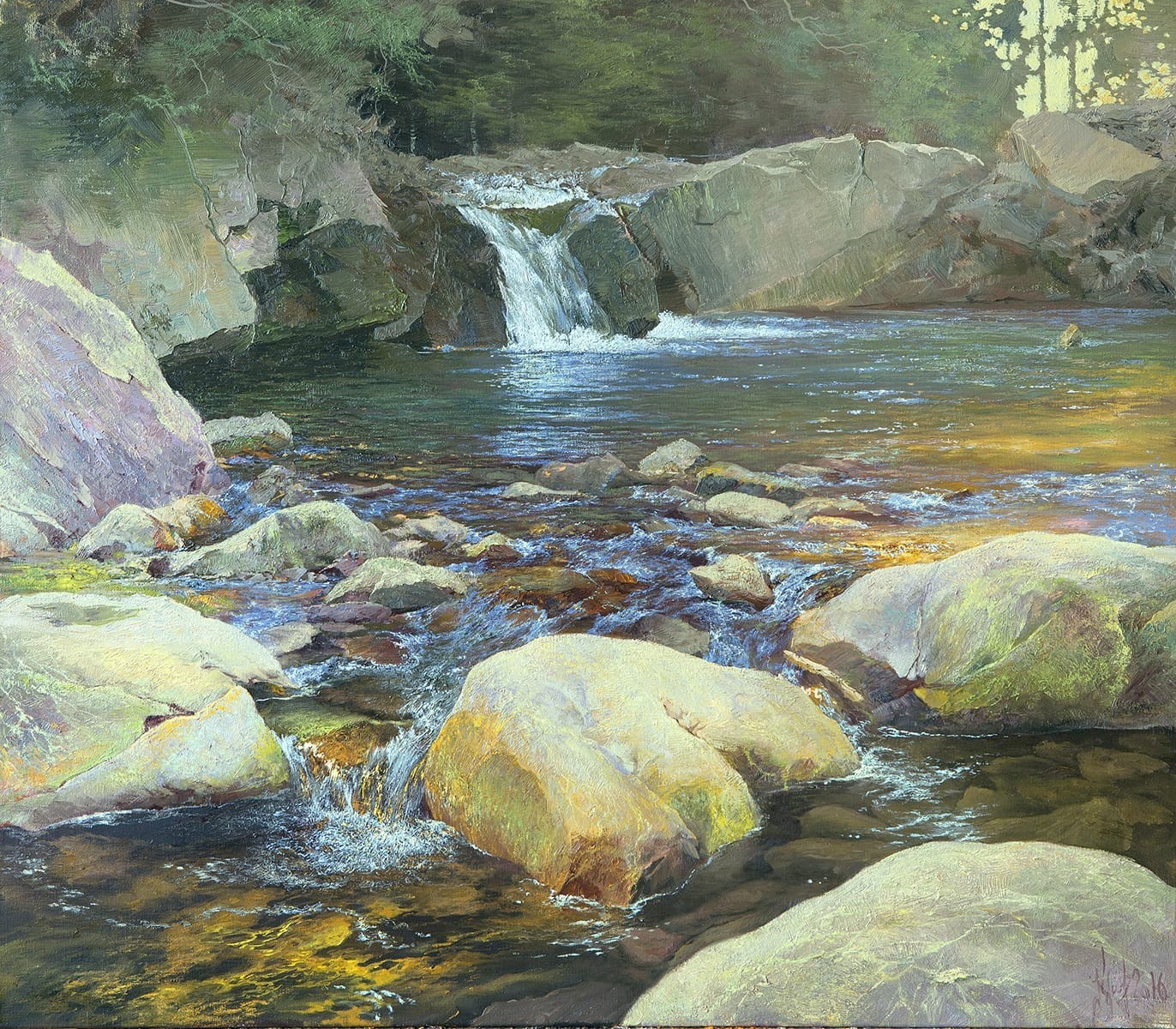 original painting 70 x 80 cm KJr artwork oil paints landscape Yellow stone 2016