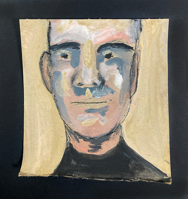 Portrait Painting Original Small Unique Man Naive Outsider Art Miz Katie