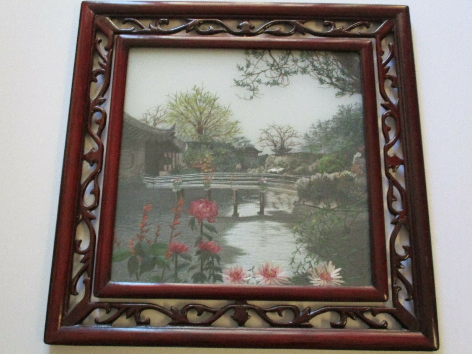INCREDIBLE DOUBLE SIDED FINE CHINESE SCHOLAR NEEDLEPOINT STICH ART LANDSCAPE OLD