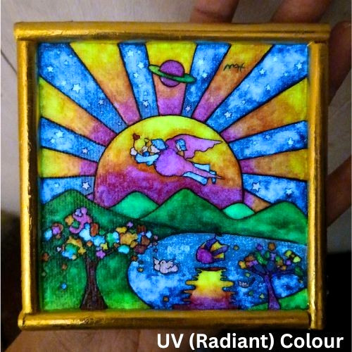 PETER MAX Universal Harmony sign Art UV Radiant Acrylic Canvas Hand Paint Frame