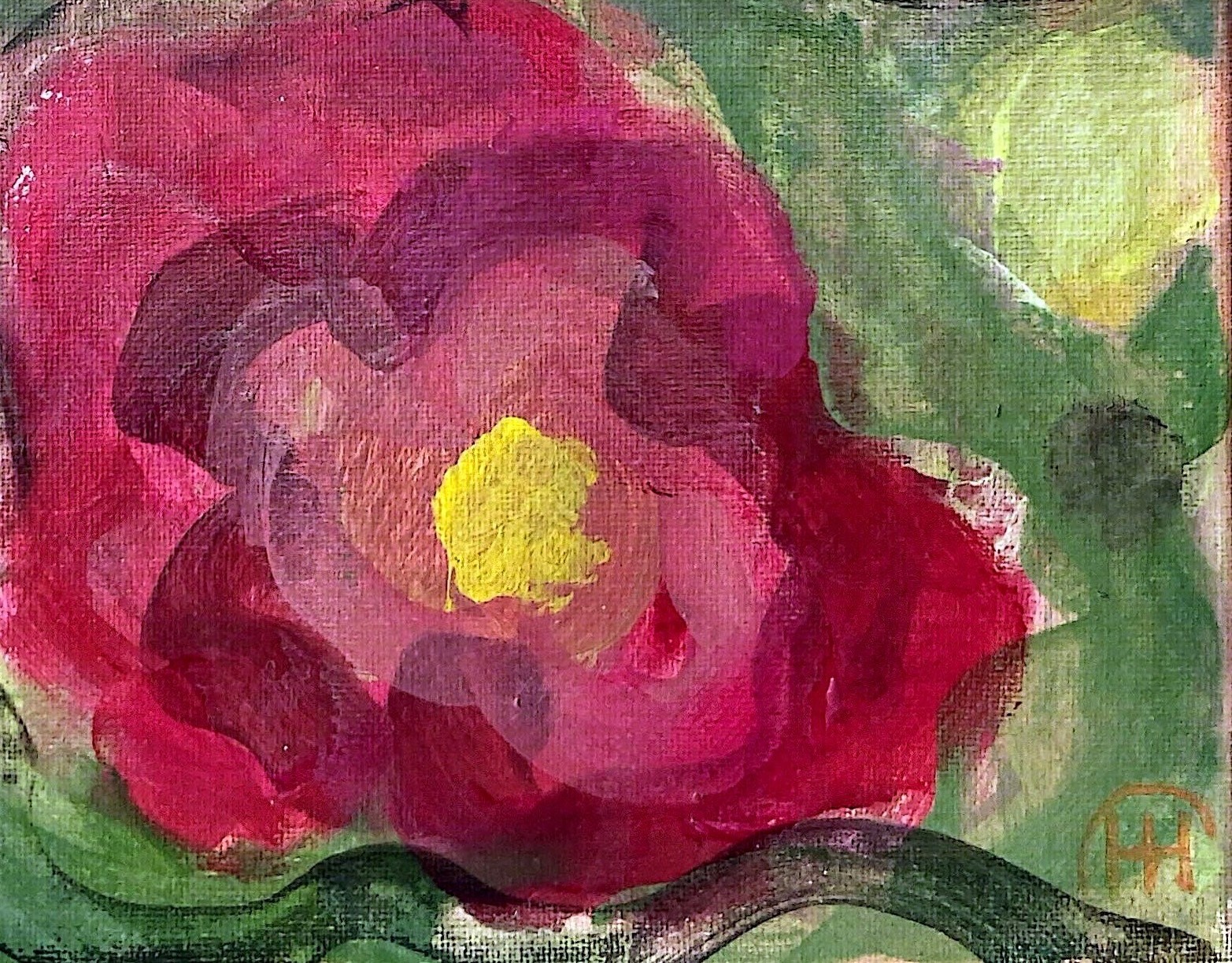 Original Abstract Floral Acrylic 12×12 Canvas Painting, Holly Hammond