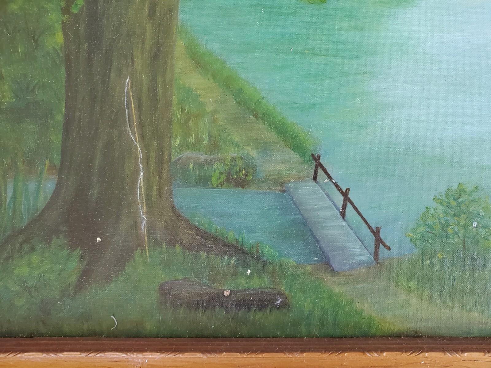 VINTAGE 1960’s AMERICAN FOLK ART ORIGINAL PAINTING BUCOLIC SHEEP FARM LANDSCAPE