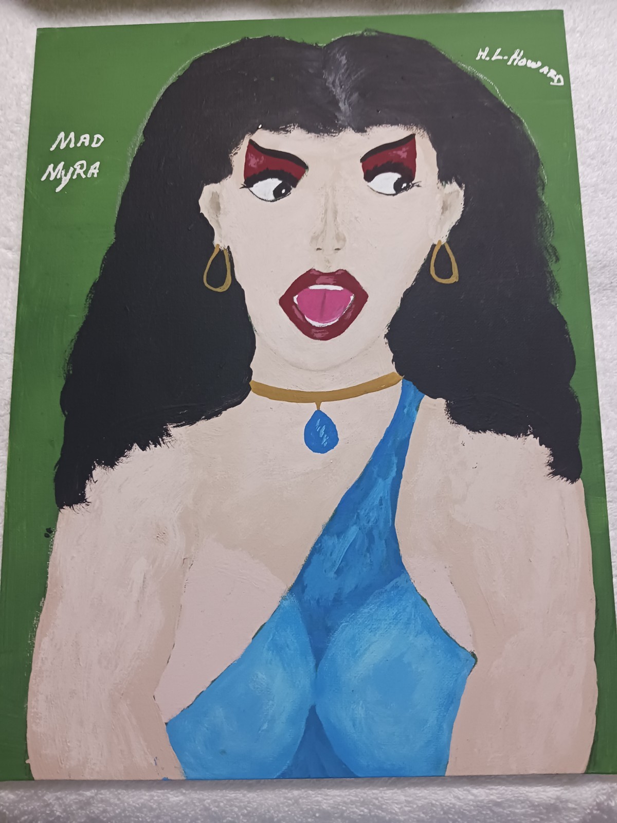 FEMALE PORTRAIT PAINTING 12×16 TITLED (MAD MYRA) A BRIGHT PORTRAIT IN ANGER