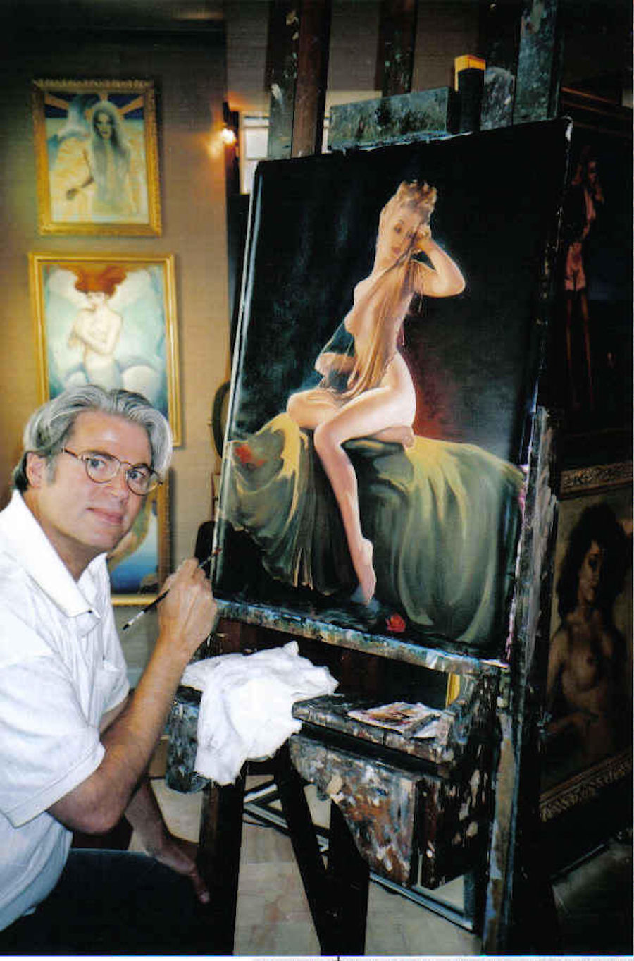 Gil Elvgren RECOGNIZE ME Original Painting Pin-Up MASQUERADE BETTIE PAGE Pinup