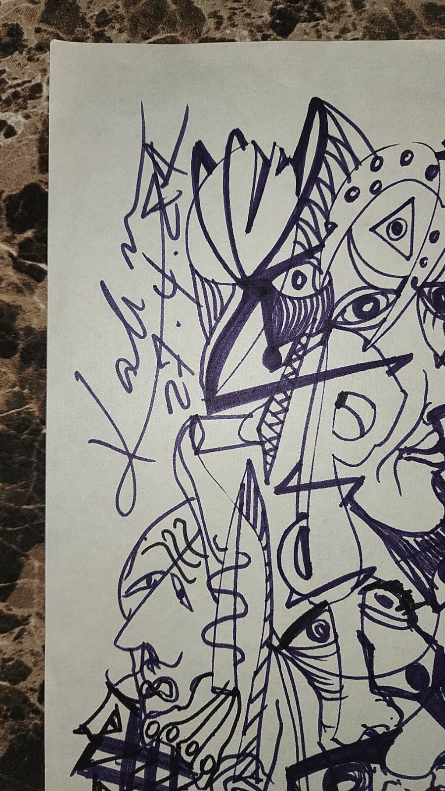 FINE: Antique Piece SUPER RARE / Kahn signed / Ink on cardboard / Dated