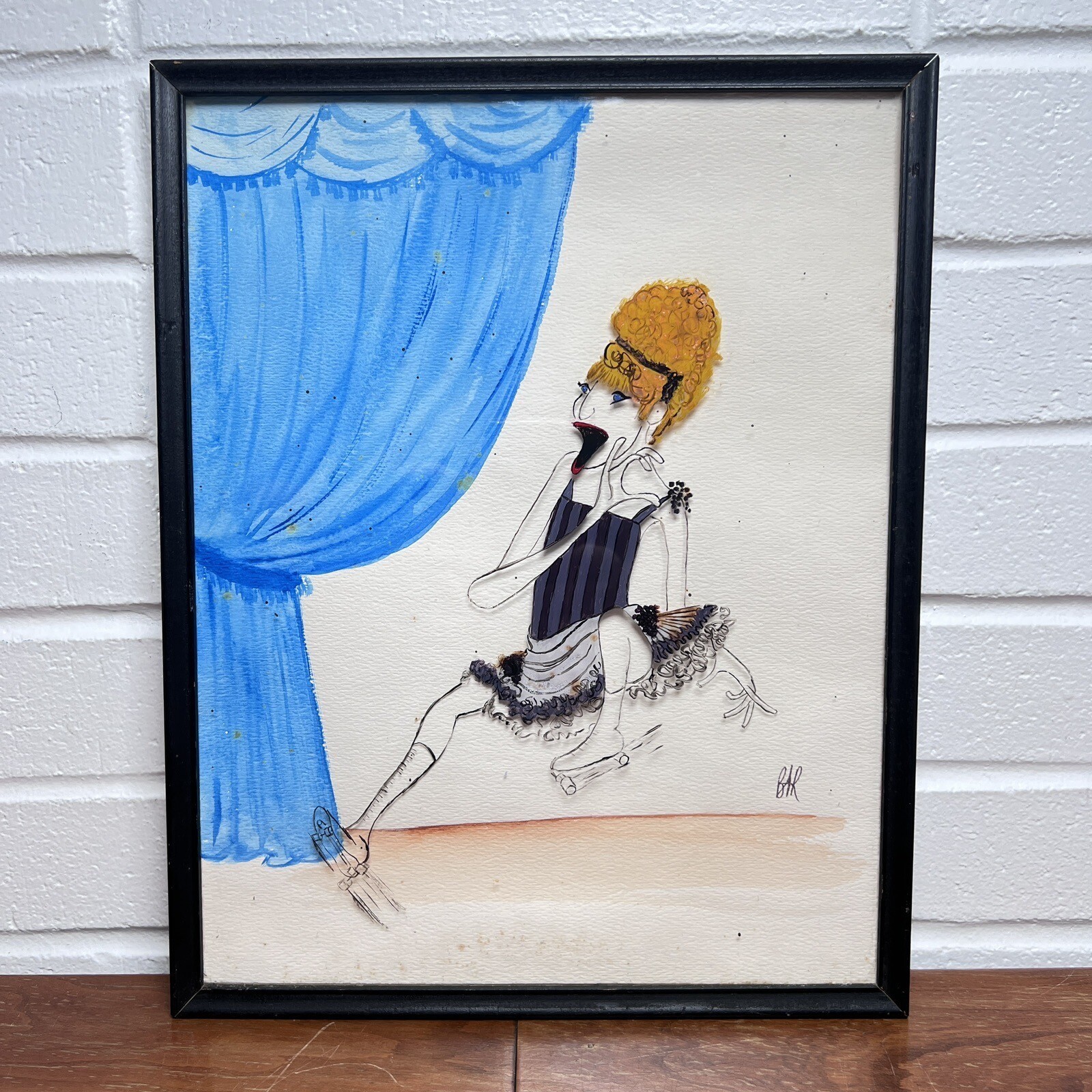 BARBRA STREISAND Funny Girl Broadway Watercolor Reverse Glass Painting by BAR