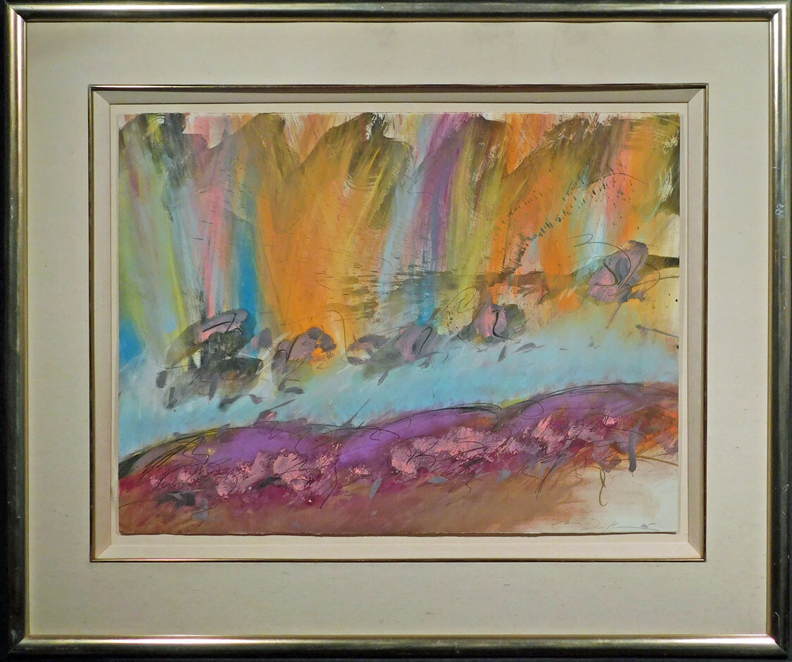 Mark Dickson UNTITLED Mix Media, Pastel and Watercolor Abstract Hand Signed