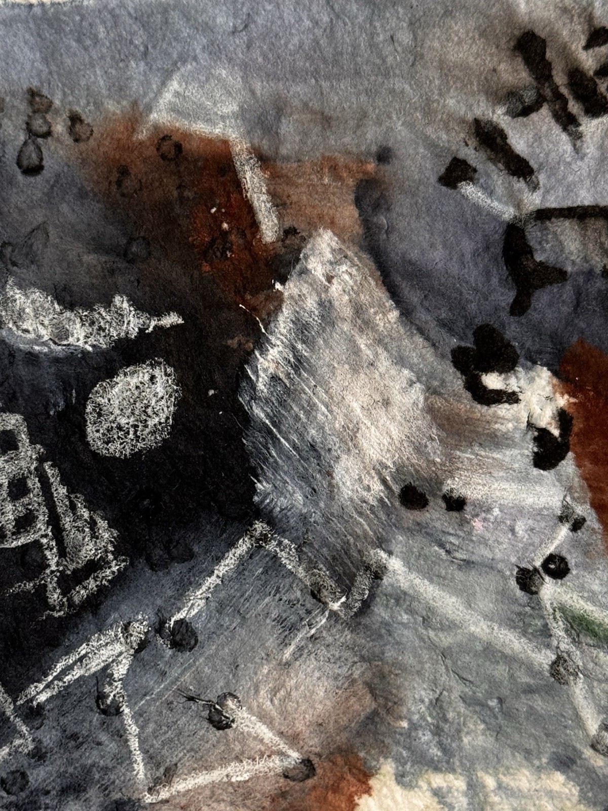 Original Abstract Expressionism 4X6Handmade Paper Modern Unique Deckled Signed