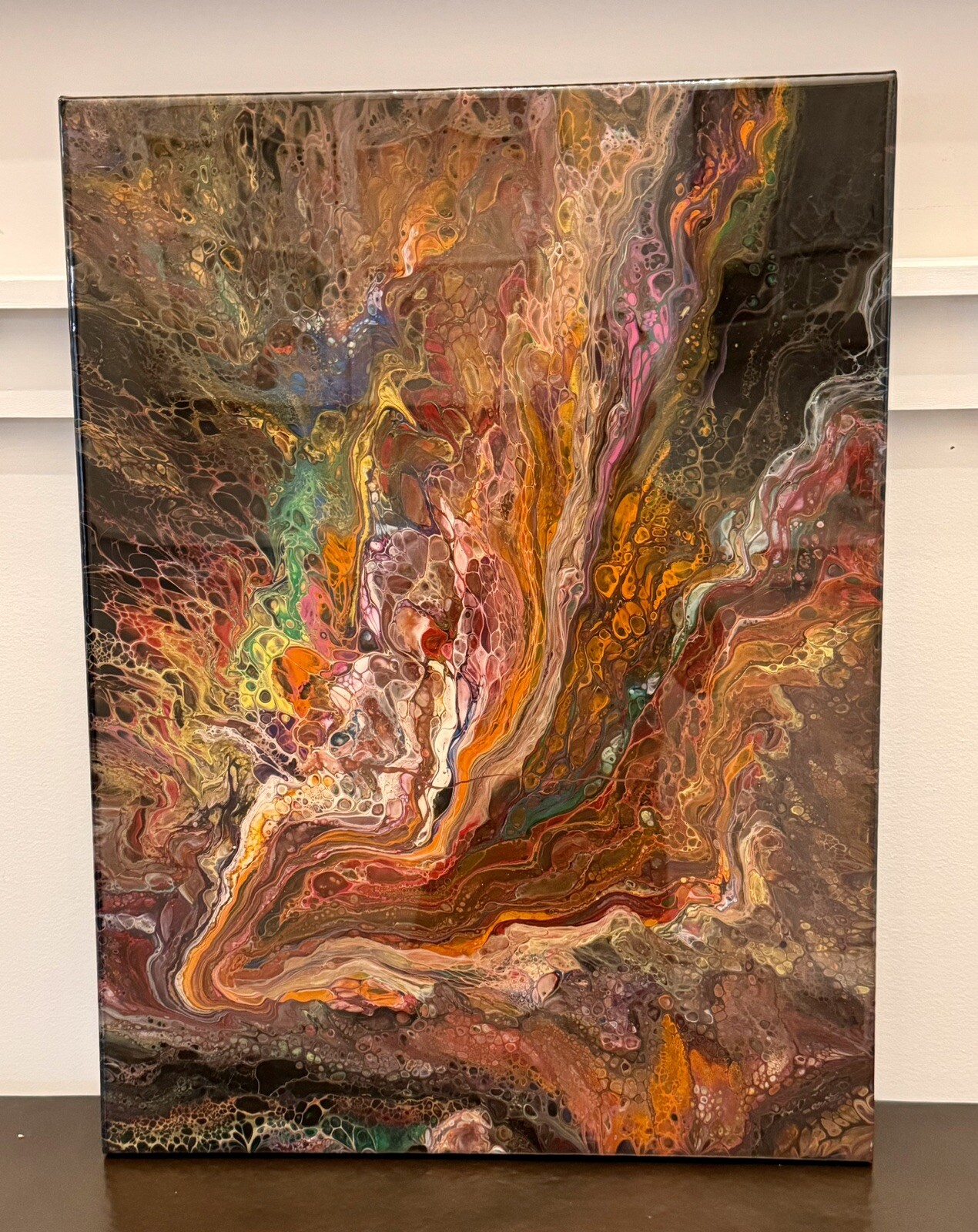 Signed Tom Harding 18 X 24 Abstract Acrylic Pour Art / Fluid Art On Canvas