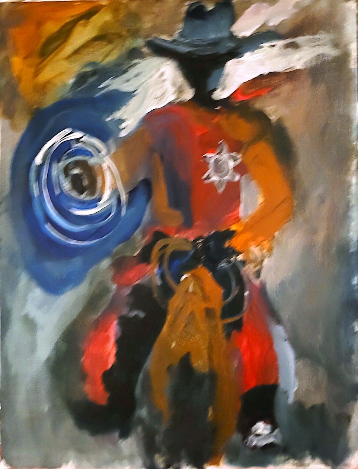 Cowboy Unique Abstract Expressionism Wall Art Canvas Board 11×14
