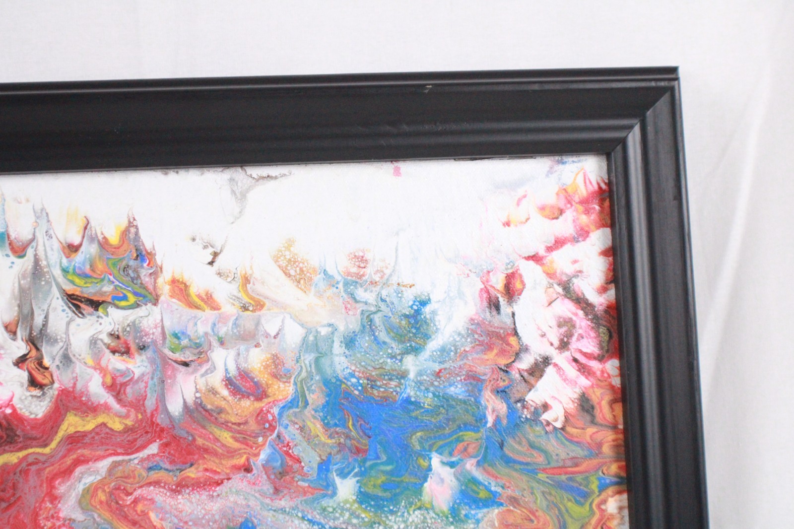 Vintage Colorful Abstract Oil Painting On Canvas Unsigned