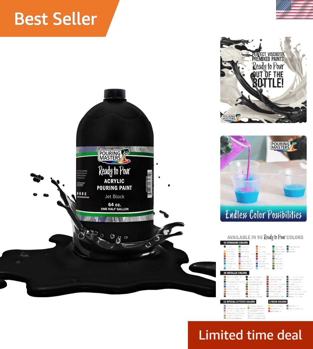 Ready-to-Pour 64oz Jet Black Acrylic Paint – Flawless Flow for Creative Pours