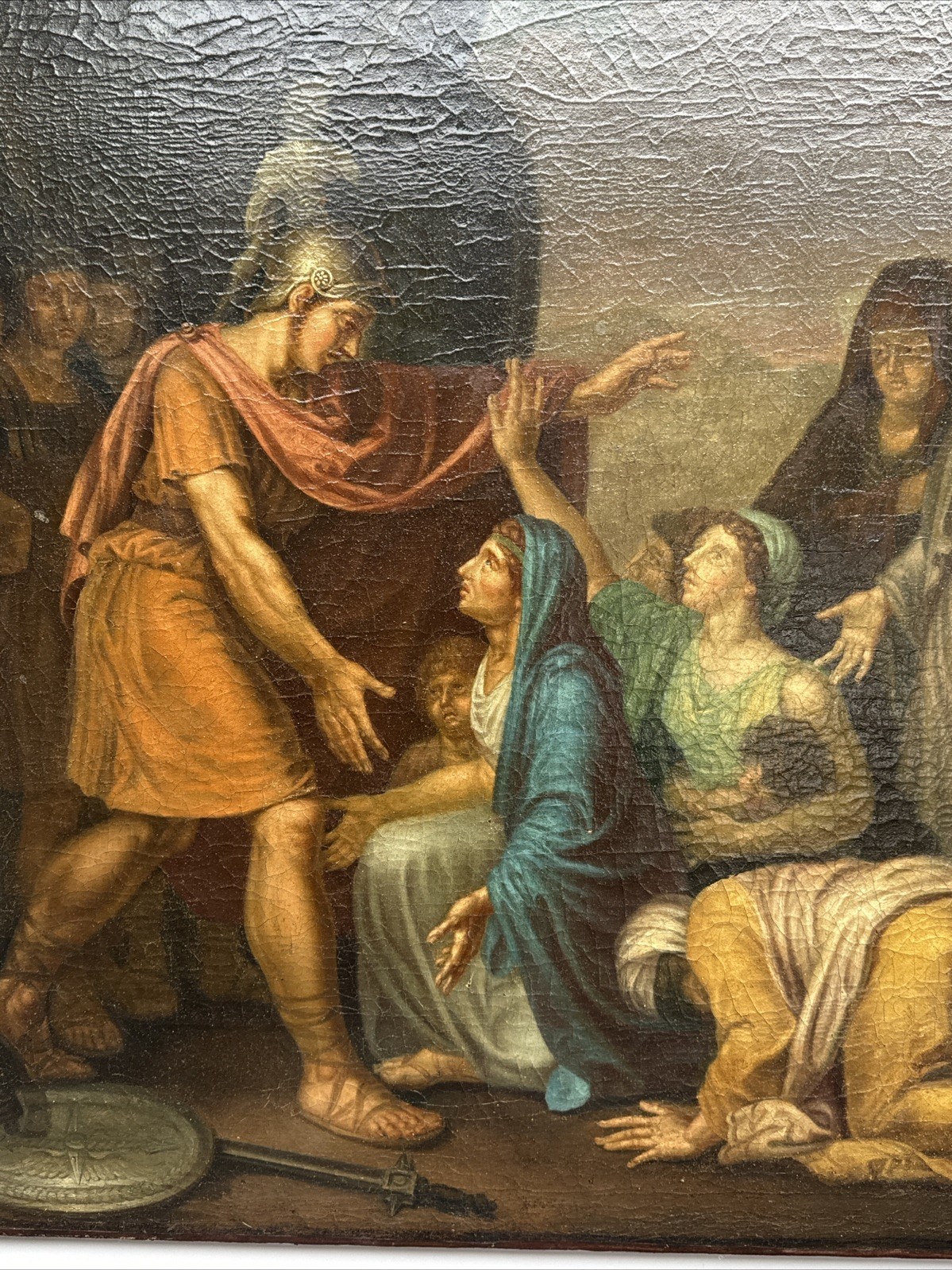 LARGE OLD MASTER PAINTING ANTIQUE ICON RELIGIOUS BIBLICAL RESTORATION PROJECT