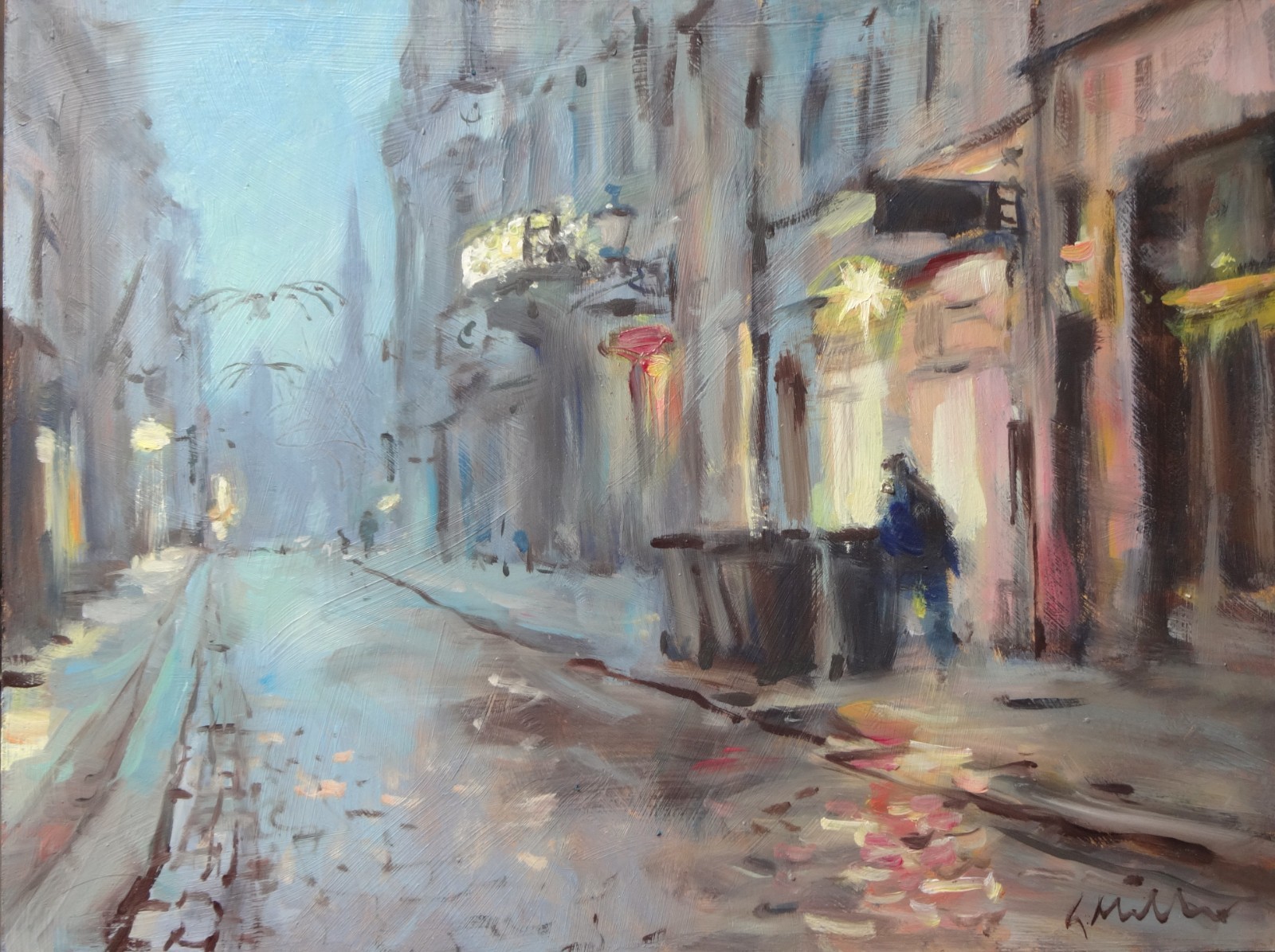 GERRY MILLER. Oil Painting – «Christmas Lights». No frame. 40x30cm.