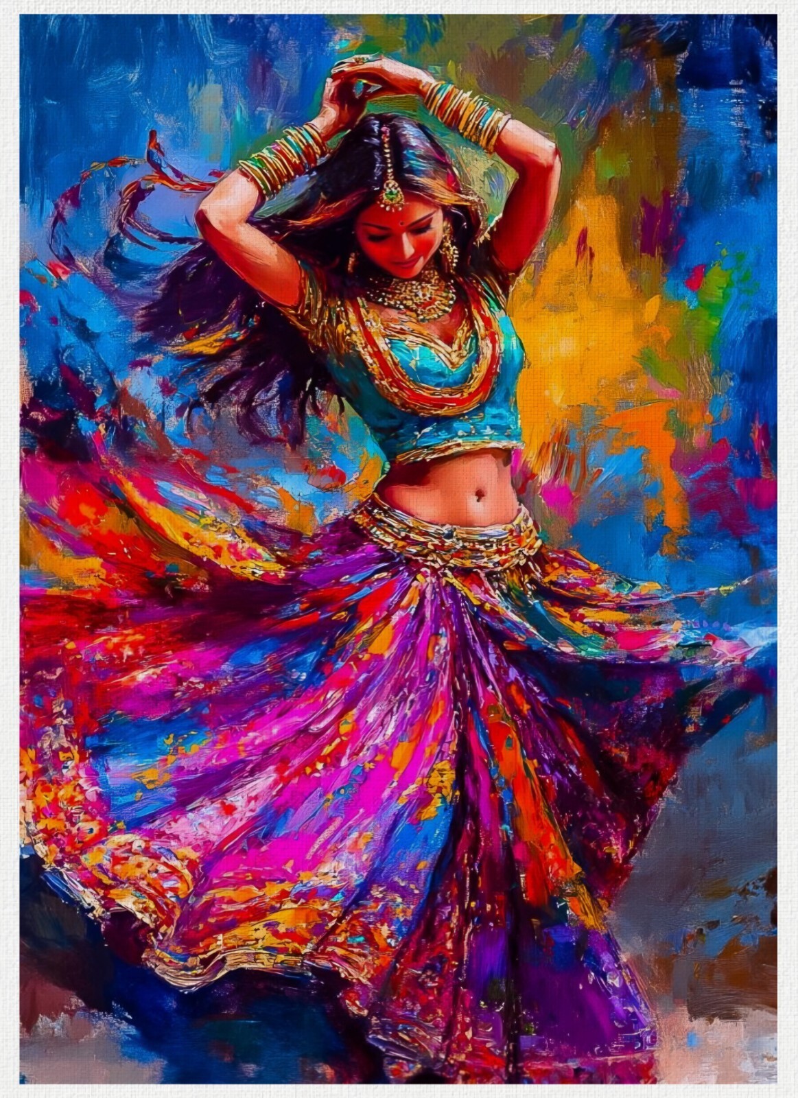 Indian Dancer | Handmade Painting | Cotton Canvas | Acrylic Color