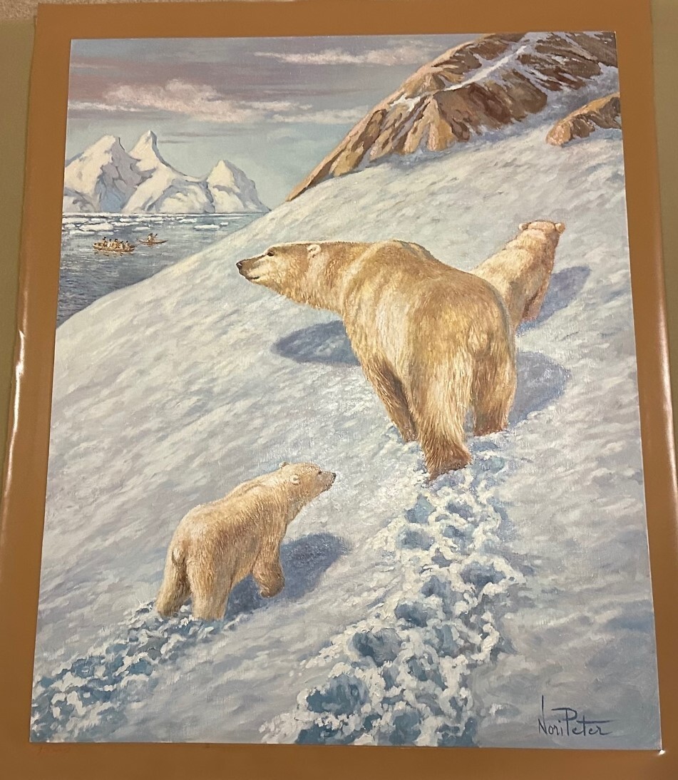 AUTHENTIC ARTAGRAPH OIL PAINTING «NANOOK AND CUBS «BY NORI PETER #10 of 980