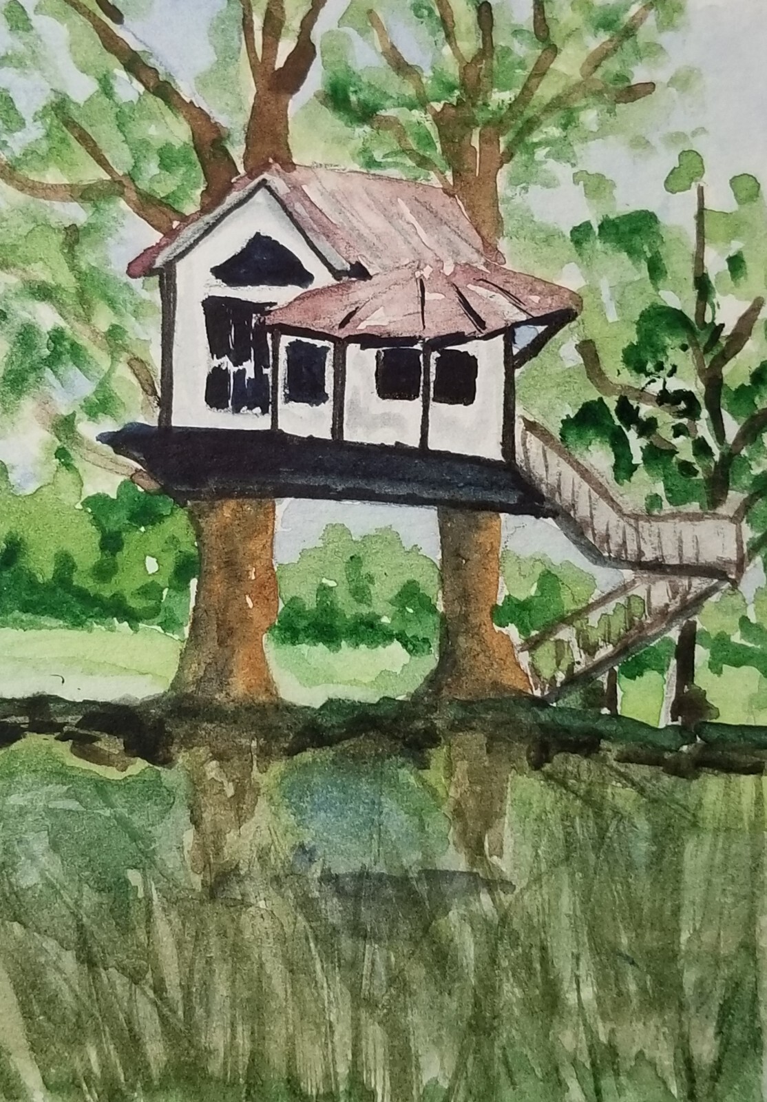 Retha Russell Martin – Hideaway on the Bayou – ACEO Watercolor