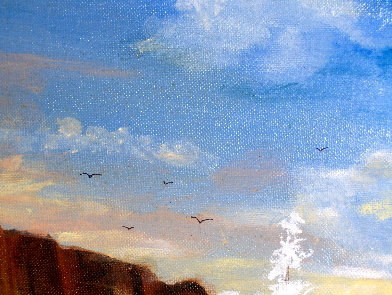 Original Buebonnet LandscapHouse Water Will Bird Blooming Yucca TX VINTAGE Oil