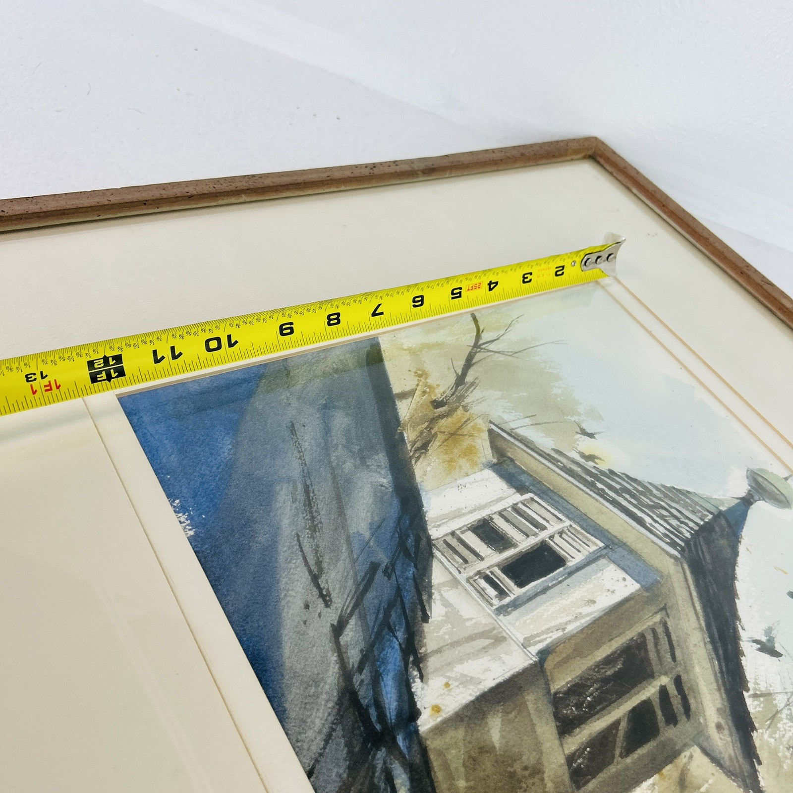 Robert W. Daley signed original framed watercolor steeple birds trees
