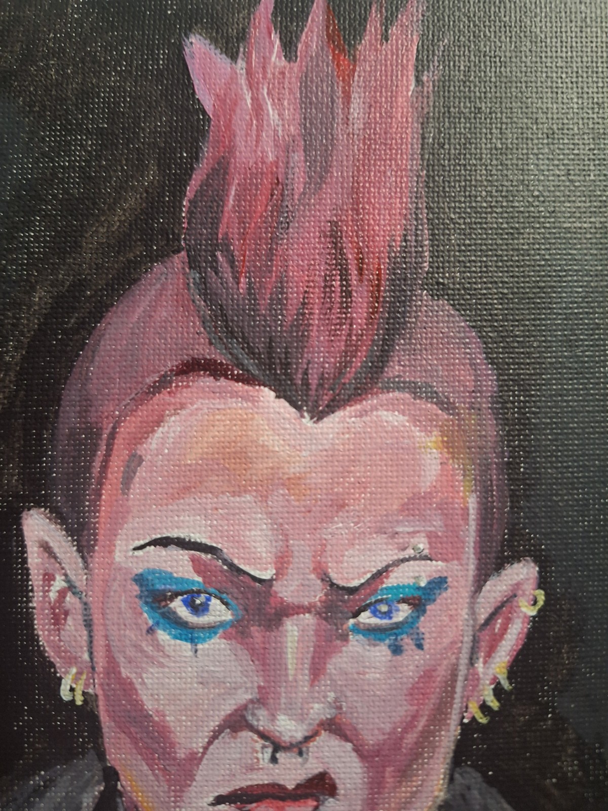 Original Signed 6×9 Punk Portrait Acrylic Painting Bold Impressionist Art