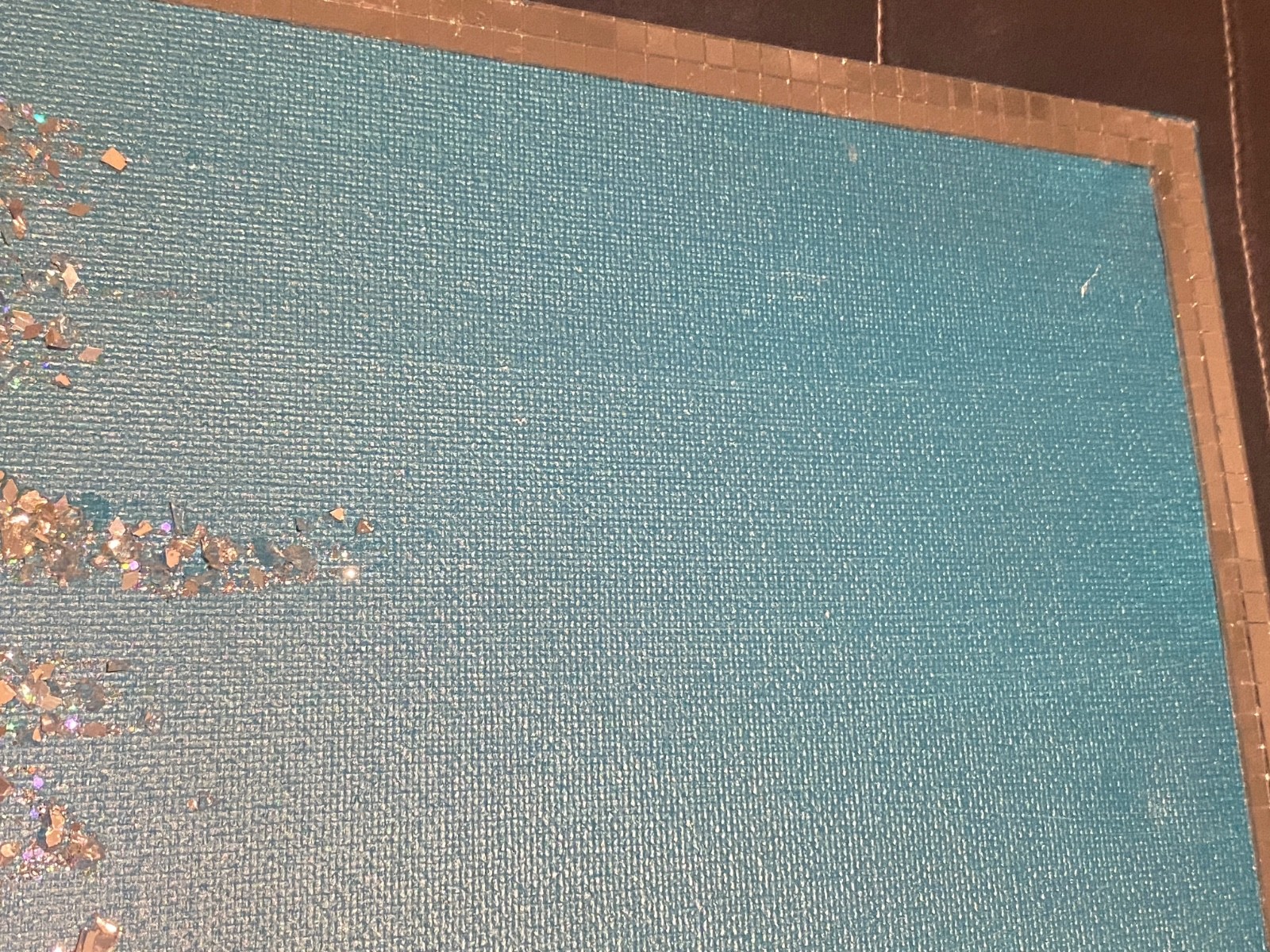 Textured Abstract Blue Silver Crushed Glass Wall Art Mirrored Accent Canvas Deco