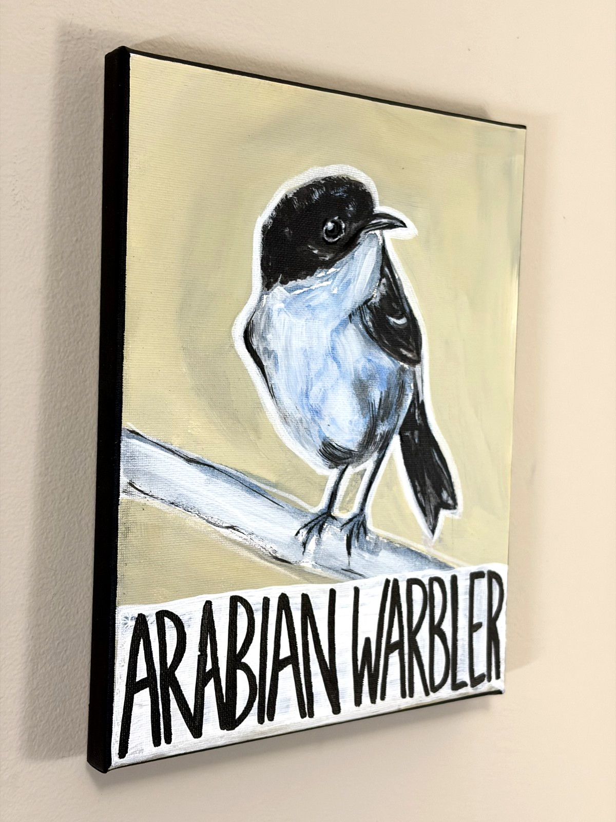SLOOG Original Art Expressionism Warbler Painting on Canvas 8×10 Bird Portrait