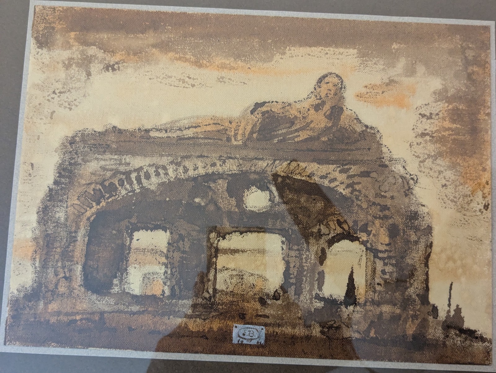 Original 1934 Eugene Berman Signed Ink Wash – Surrealist Neo-Romantic Landscape