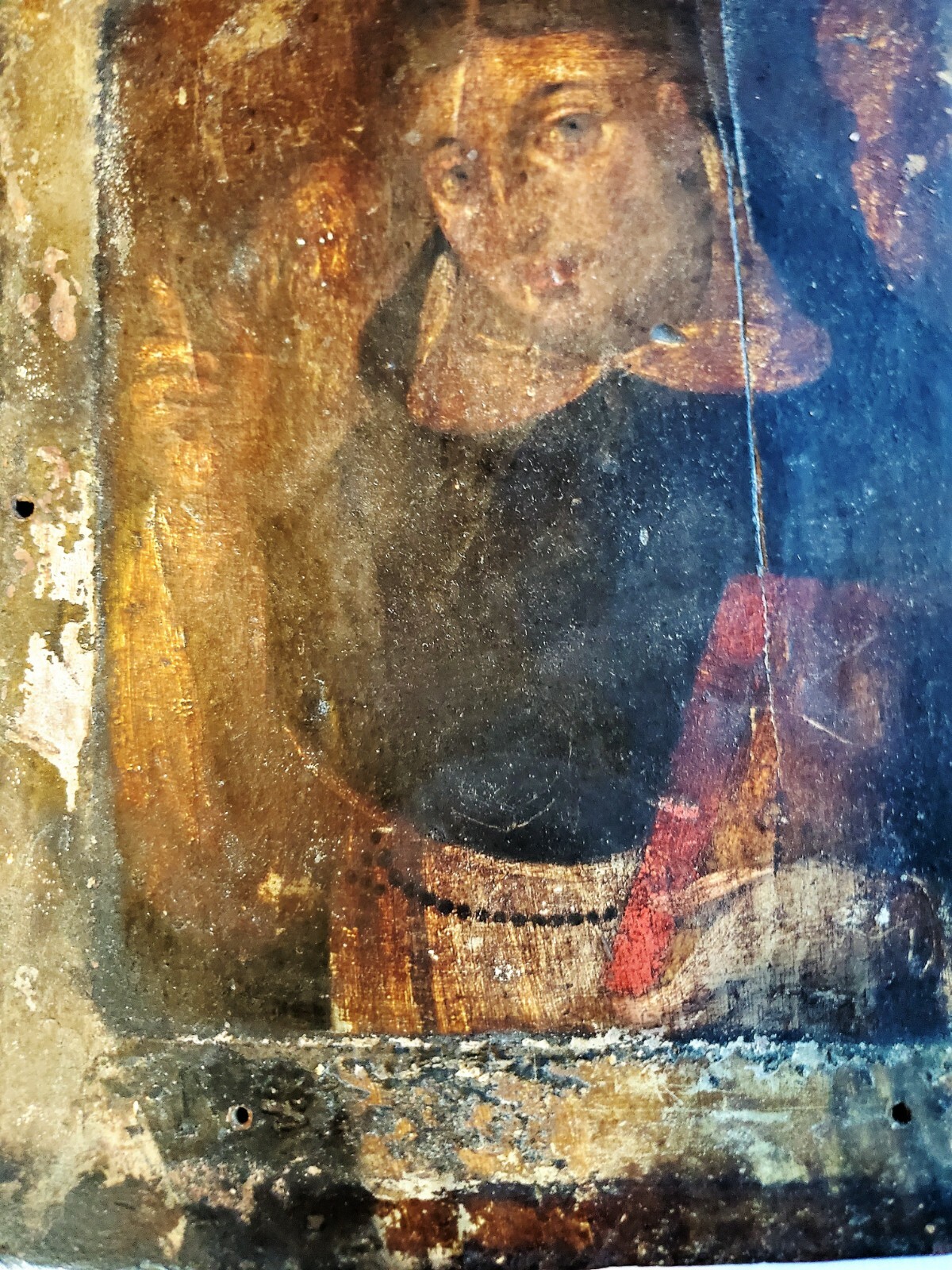 Very Rare 15th, 16th Century Old Master Portrait Painting on Wood, c 1490