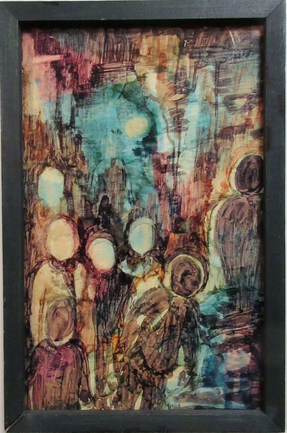 1960s MCM signed THERESE ASIA ABSTRACT PAINTING WISCONSIN WASHINGTON NORTHWEST
