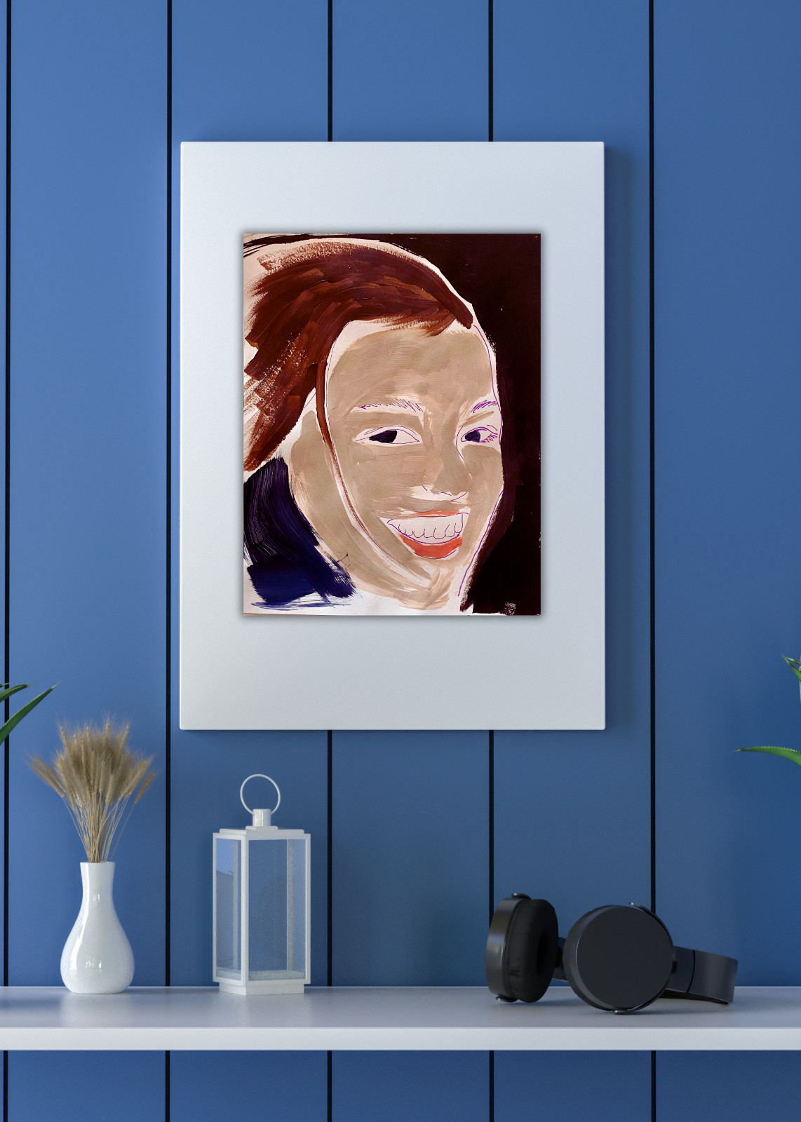 Original Acrylic Painting Smiling Mask 11×14 Expressionist Signed Paper Art