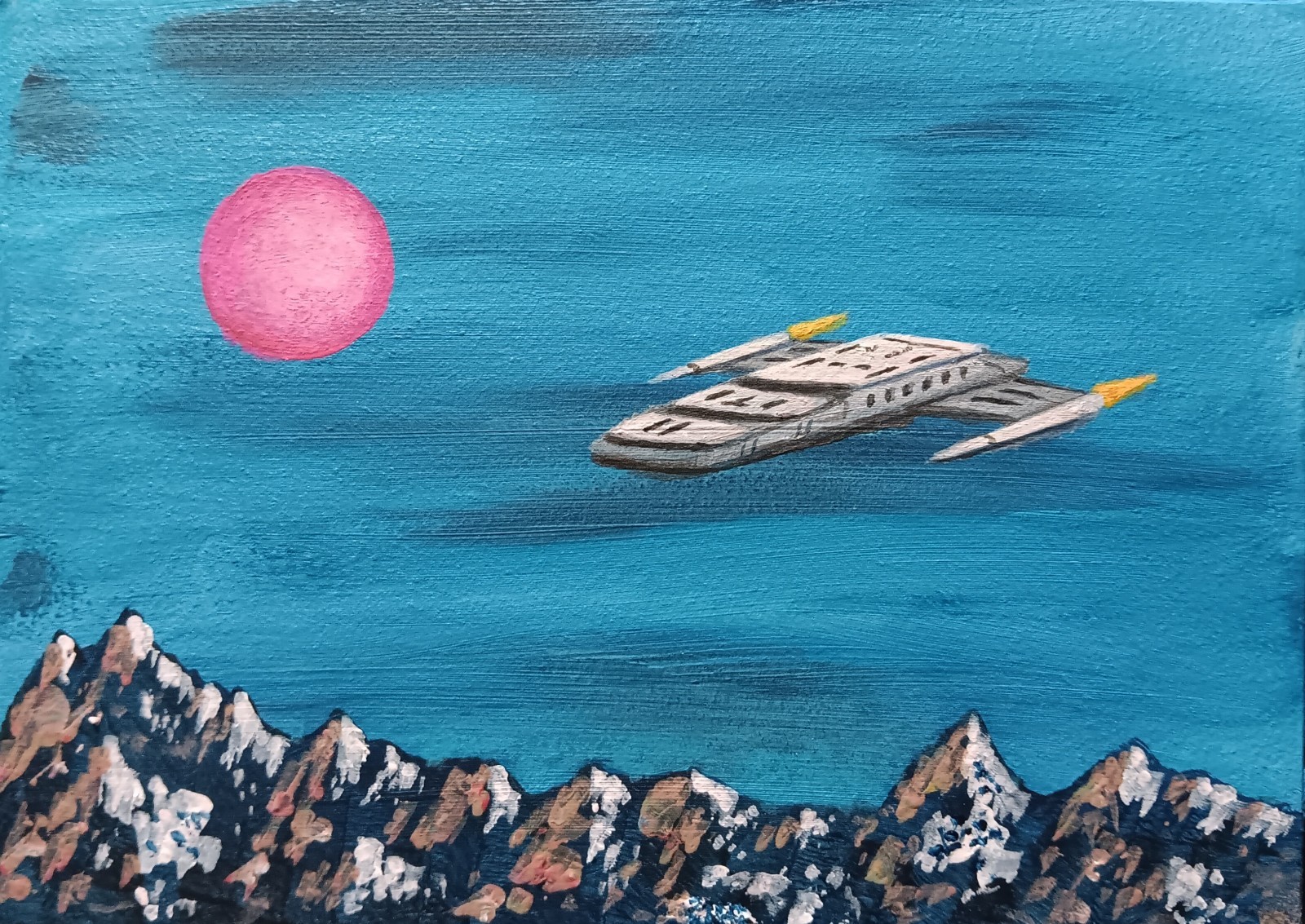 Mini Sci-fi Spacescape Painting By Artist Ryan Klopfenstein Blacklight Reactive