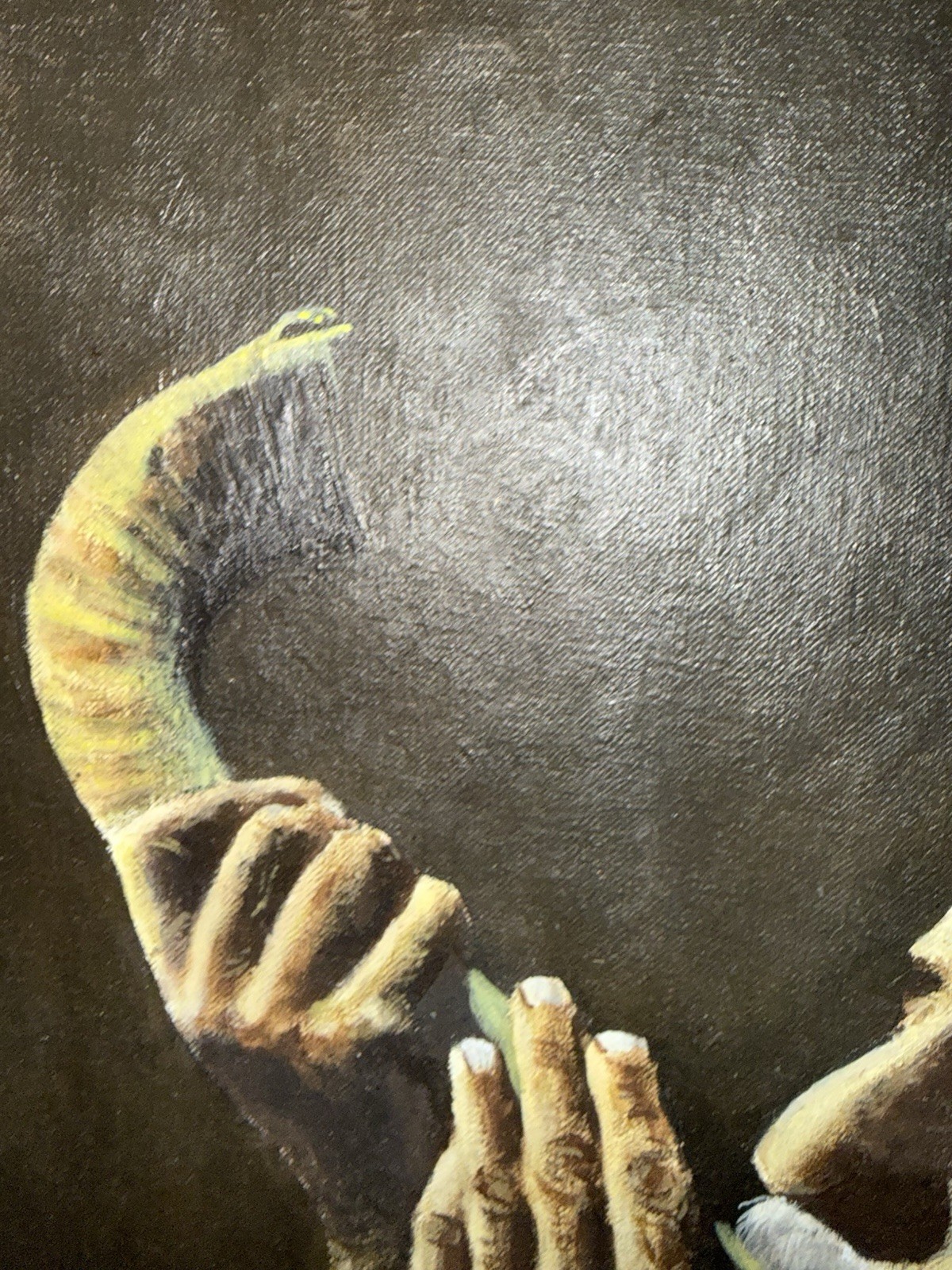 Signed Wm. A. Lambert Original Oil Painting Jewish Rabbi Blowing Shofar Judaica