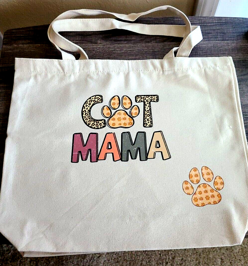 Brand NEW NOT ACEO CANVAS MAMA CAT IRON ON TOTE BAG 16x13x4 » 2000-now