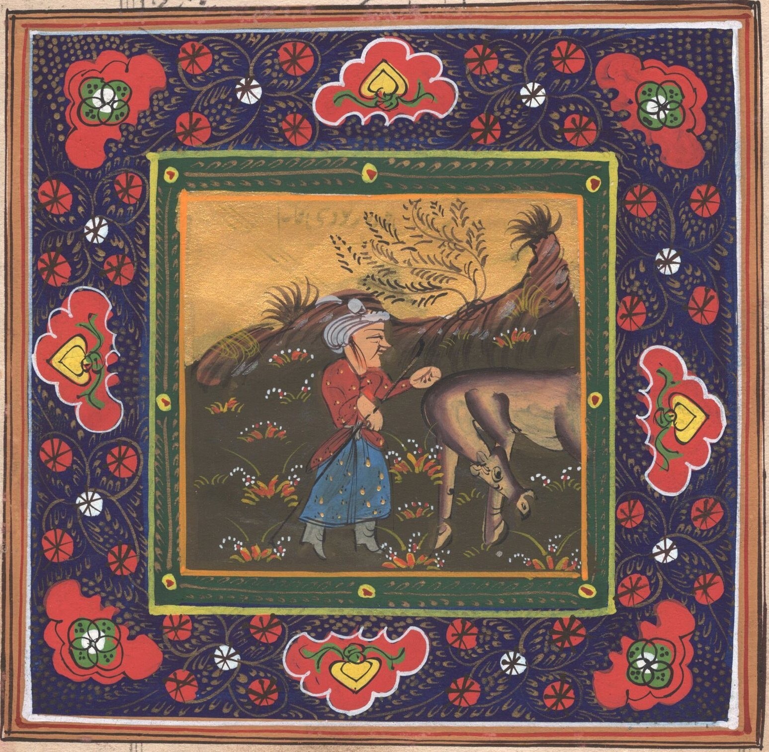 Indian Persian Miniature Painting Handmade Illustrated Islamic Muslim Folk Art