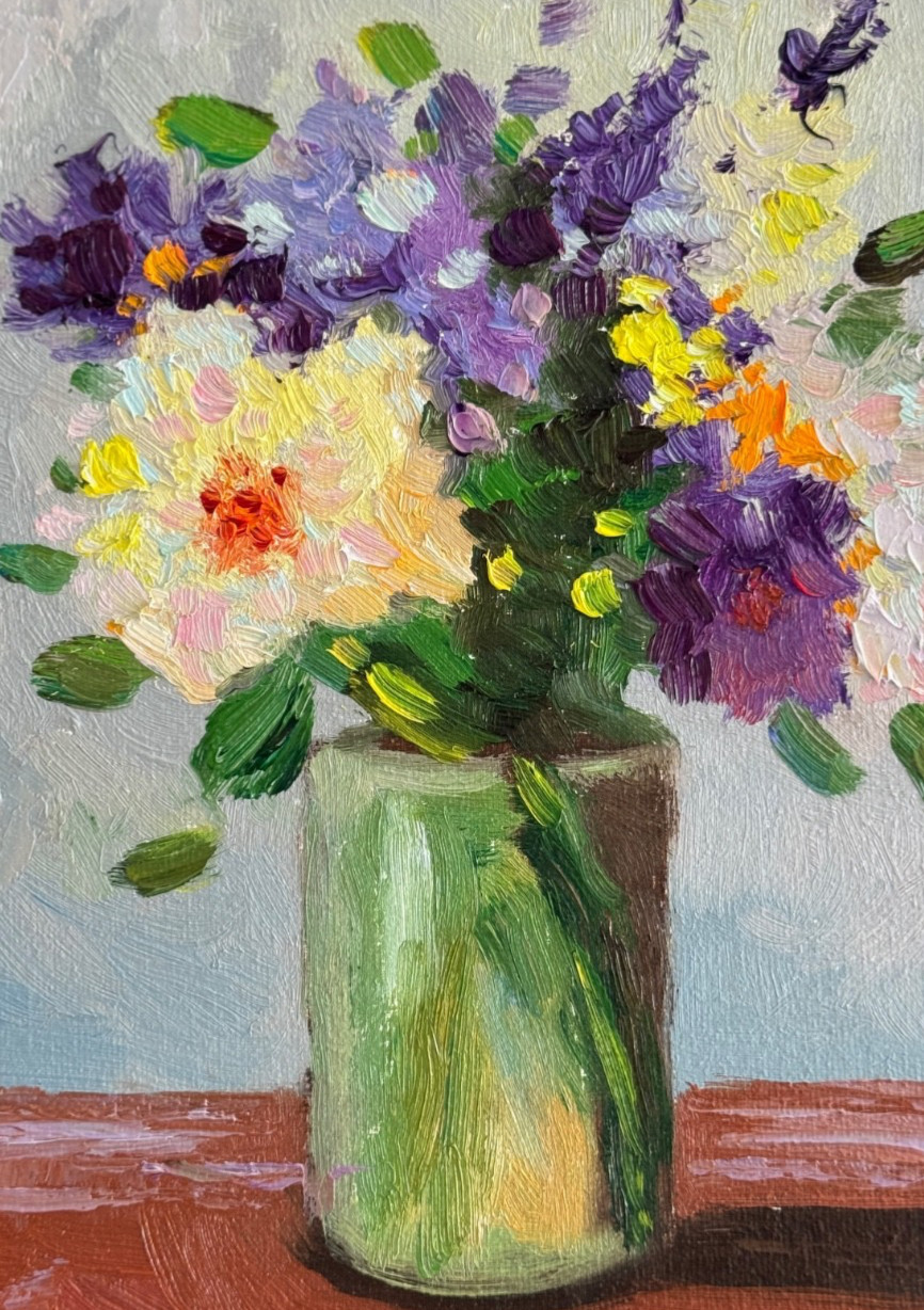 Original Oil Painting Flowers Canvas Impasto Floral Still Life Art Decor Signed