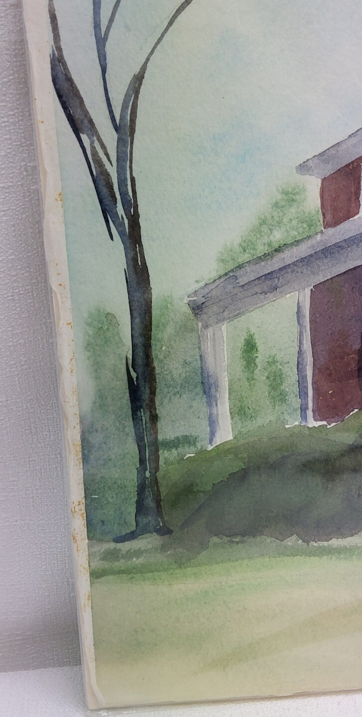 Original Old Victorian House Farmhouse Watercolor Painting Signed M Jan Wurst