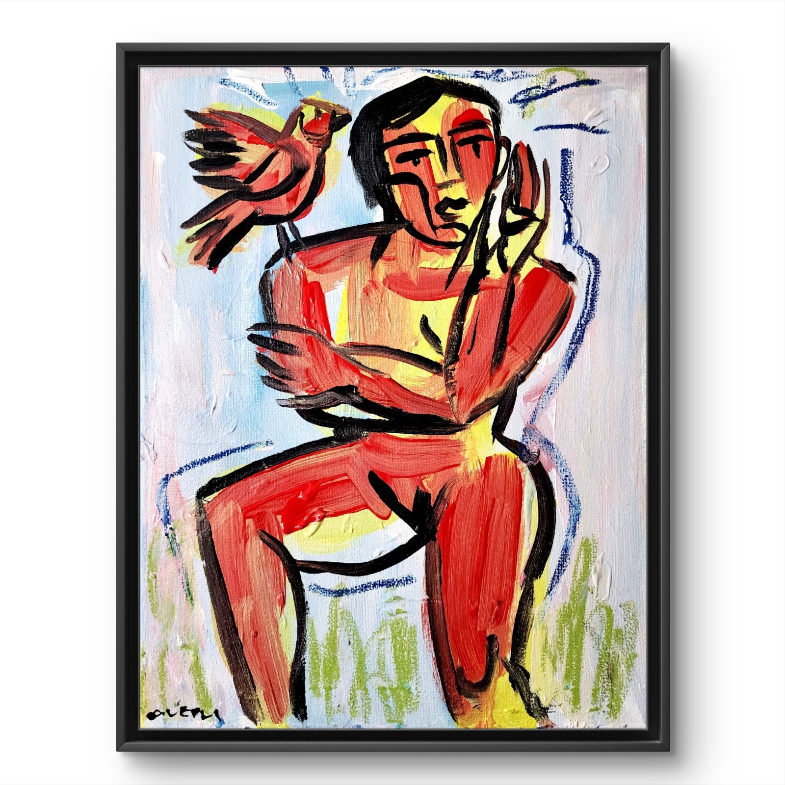 Original Woman Abstract Painting Canvas Neo Expressionist Fine Art Cubist 11×14