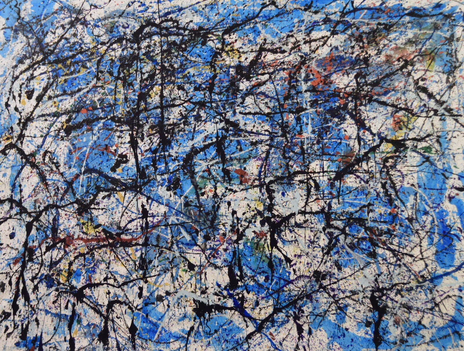 Pollock/Richter style Professional Painting 81” X 62”(6ft 9in)Abstract Modern XL