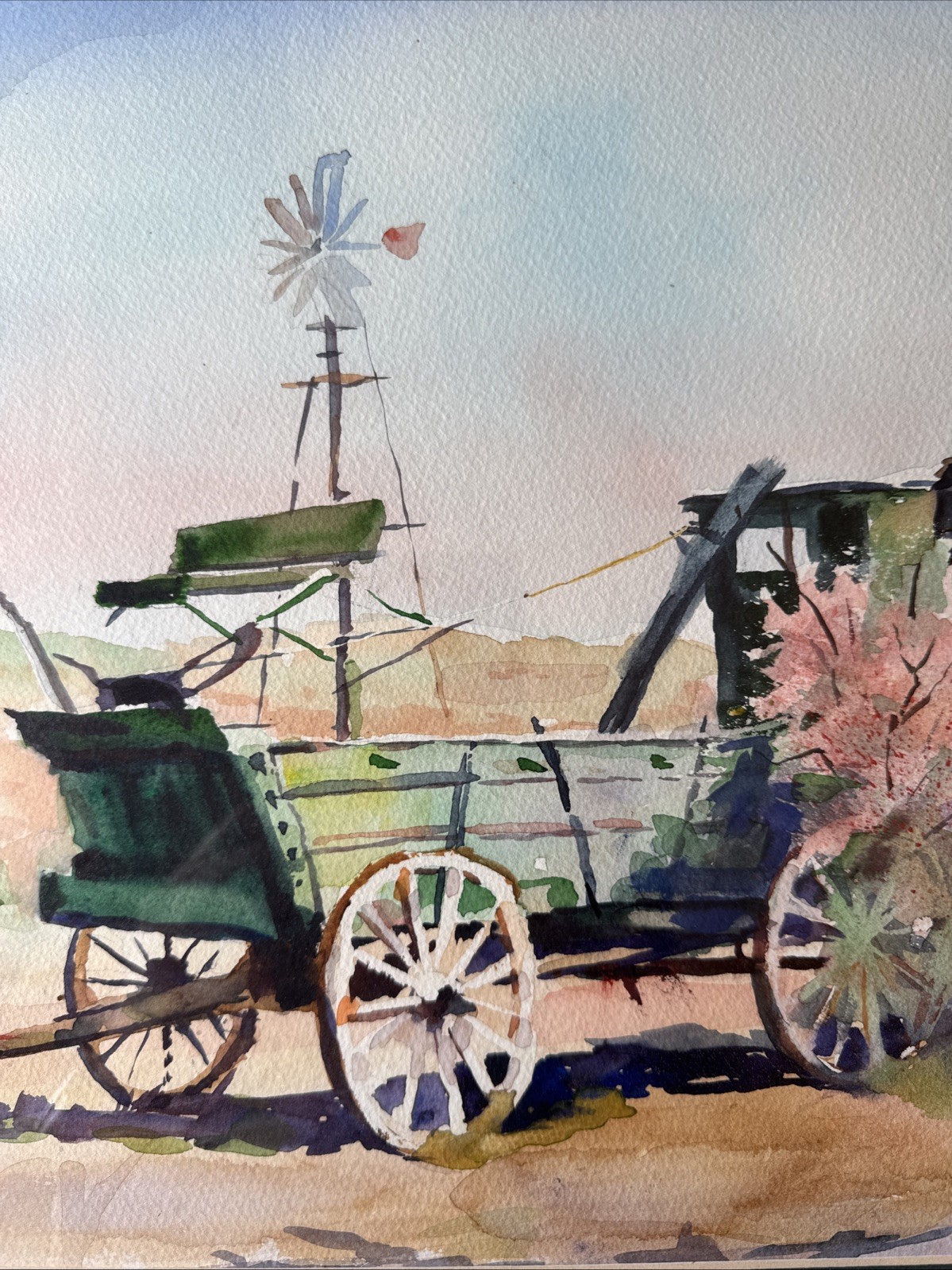 Joseph Morton Luby – Mort – Original – Watercolor – Farm Wagon – Painting Art