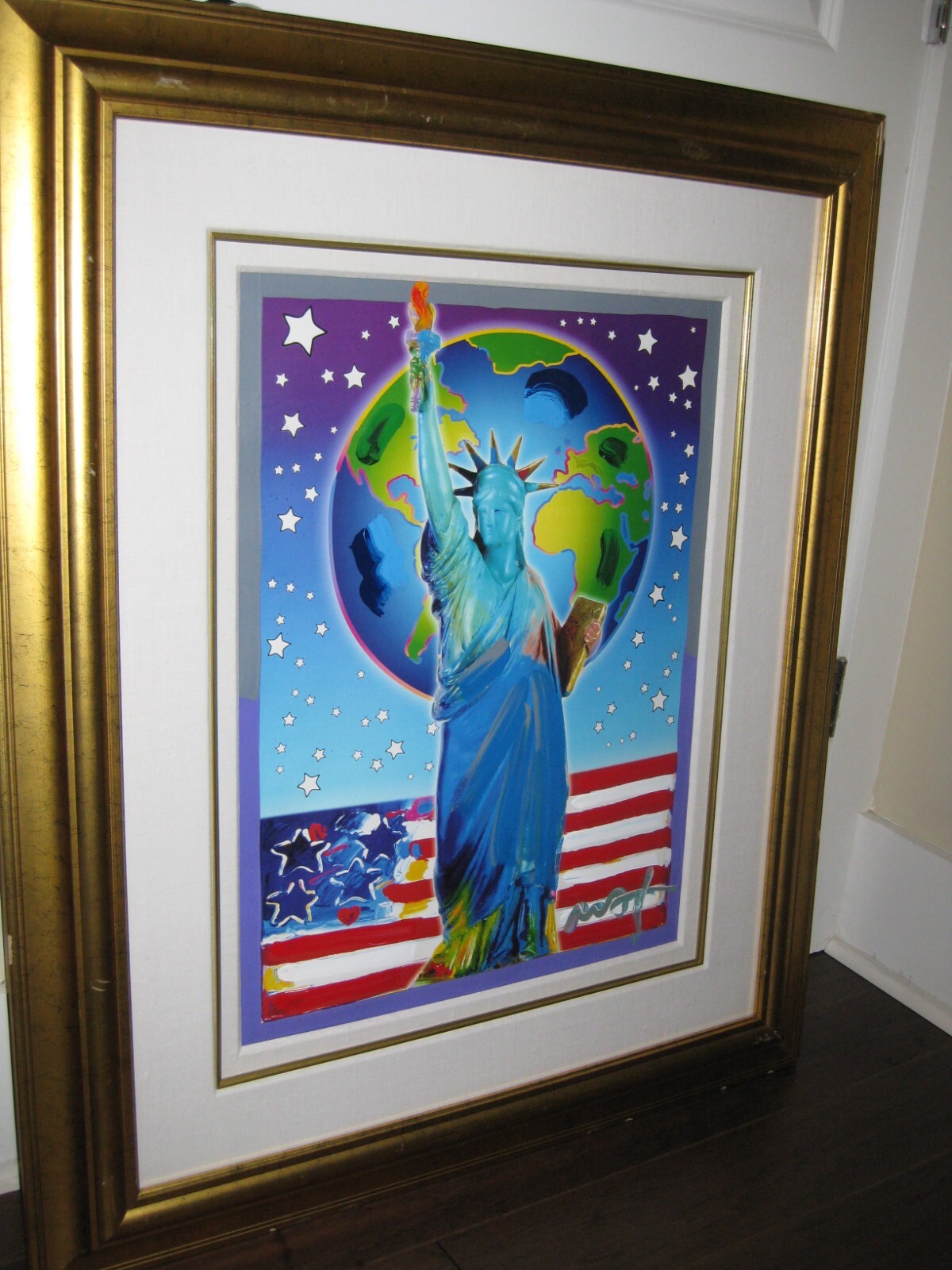 Peter Max Peace on Earth , Original Mixed Media w/Acrylic, Patriotic Series