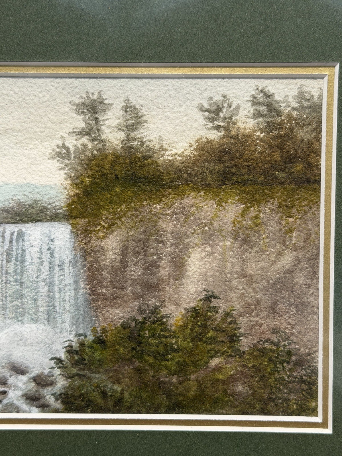 C1900 American School Watercolor Painting With Waterfall. Albany NY Collection