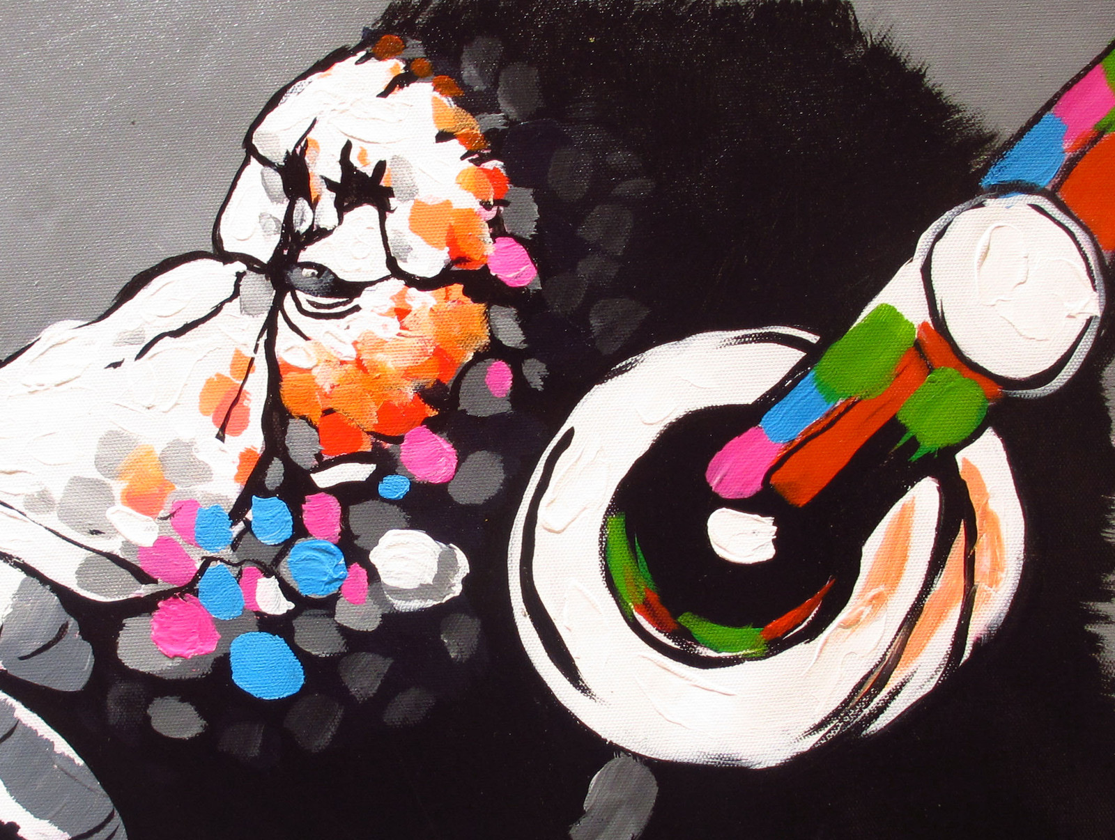 Framed art print painting DJ ape monkey chimp headphones Canvas Australia