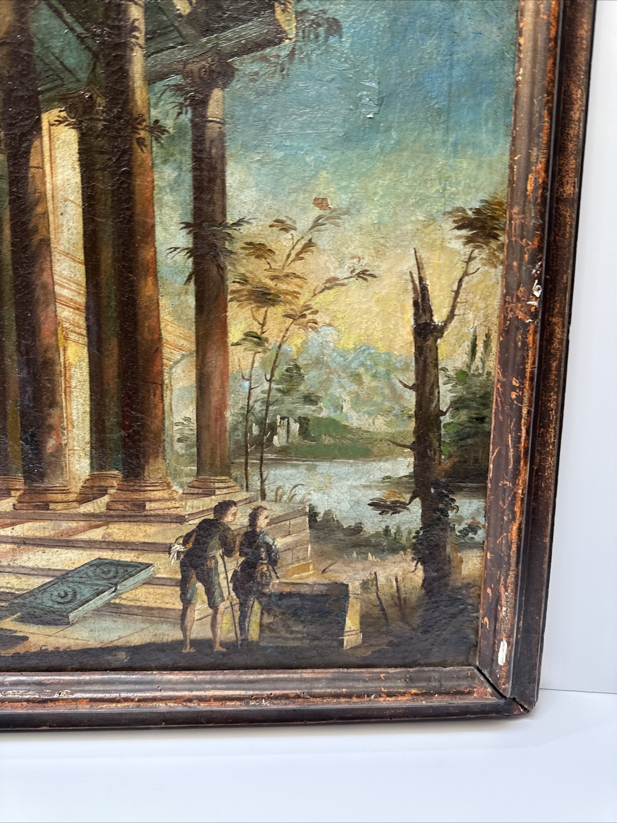 ANTIQUE OLD MASTER PAINTING 17TH TO 18TH CENTURY MYSTERY ARCHITECTURE LANDSCAPE