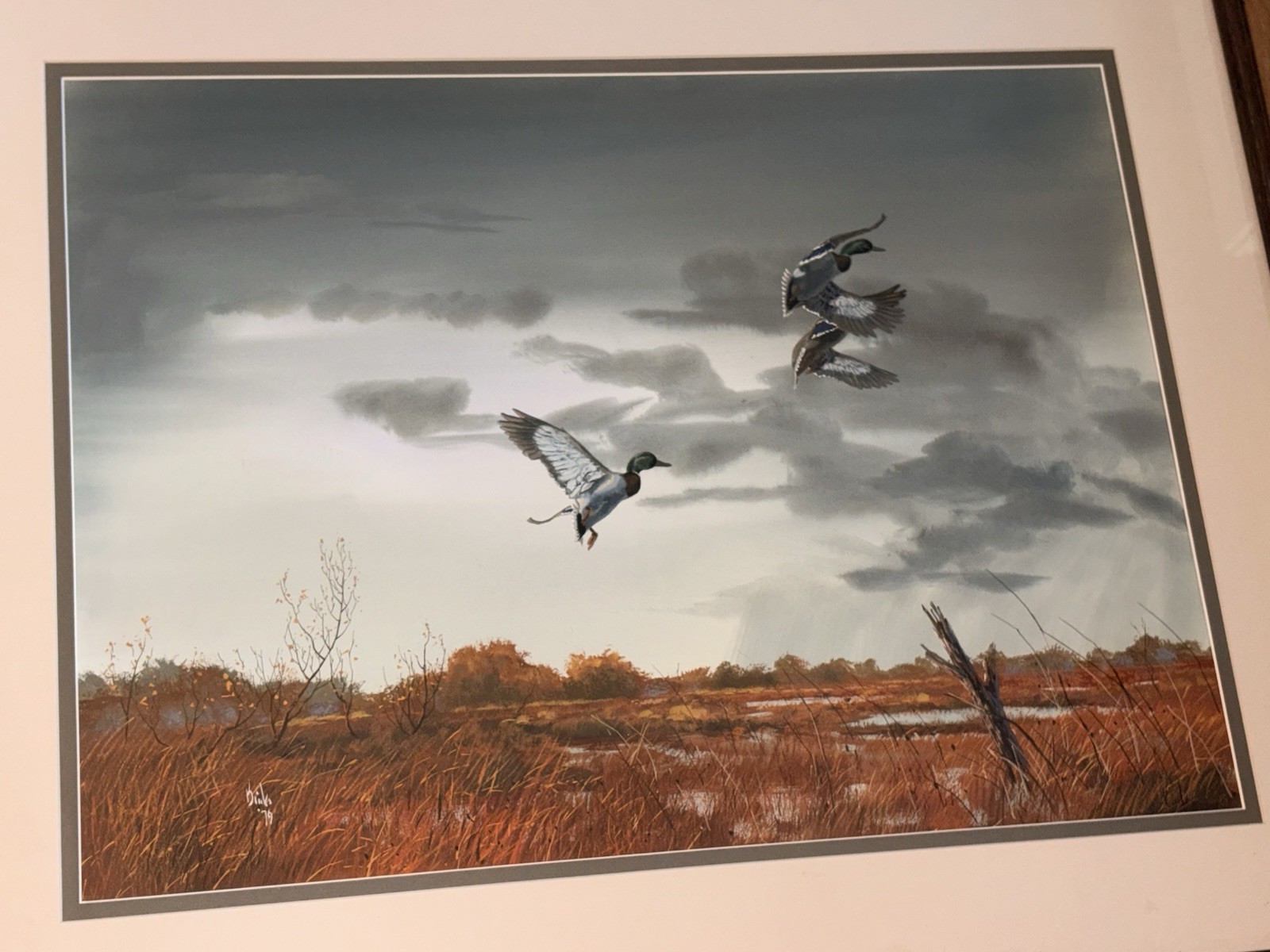 Robert Bob Binks Signed Original Mallard Duck 1979 Waterfowl Wildlife Scene USA