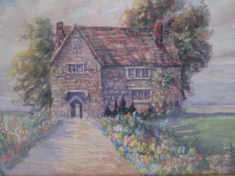 Signed Original Lionel Salmon Watercolor Homestead Painting 1936