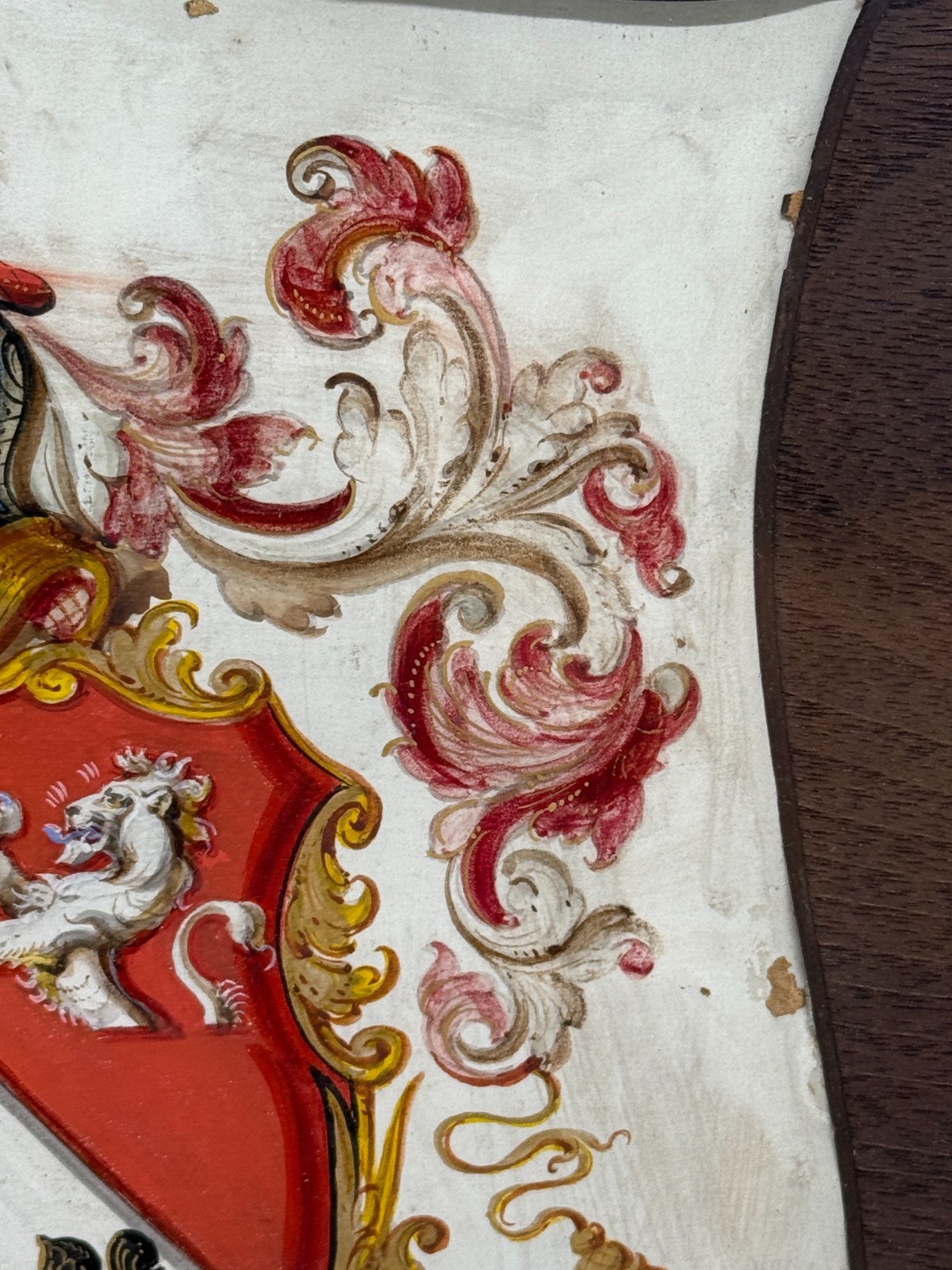 Heraldic Shield Painting on Vellum, Motto “L’Espérance Me Soutient,” 19th C