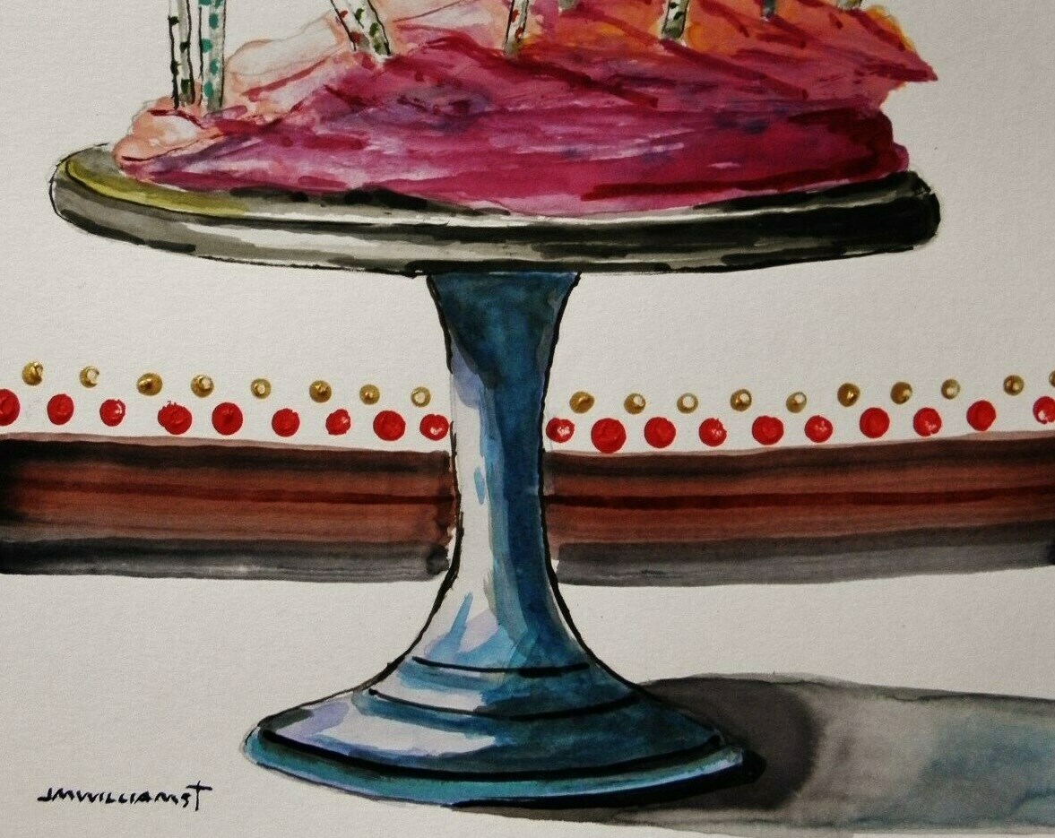 Original Bakery Sketch Cake Food Watercolor Impressionism