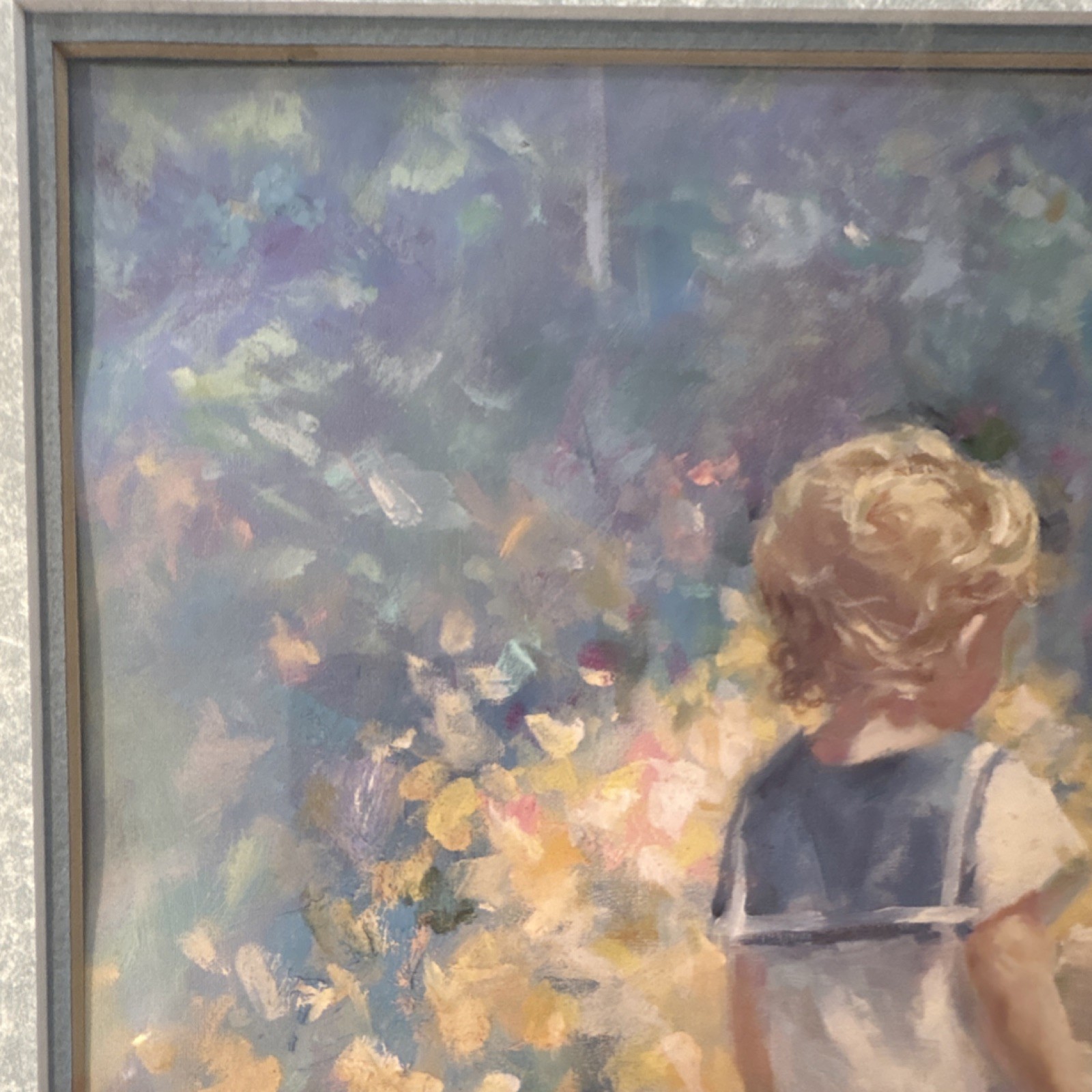 Richard Tolan Original Signed Watercolor Painting Children in Garden Framed 22″